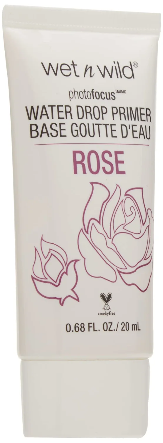 wet n wild Photo Focus Water Drop Primer, Hydrating Primer with Hyaluronic Acid, Cream-to-Liquid Texture, Cruelty-Free & Gluten-Free - Rose
