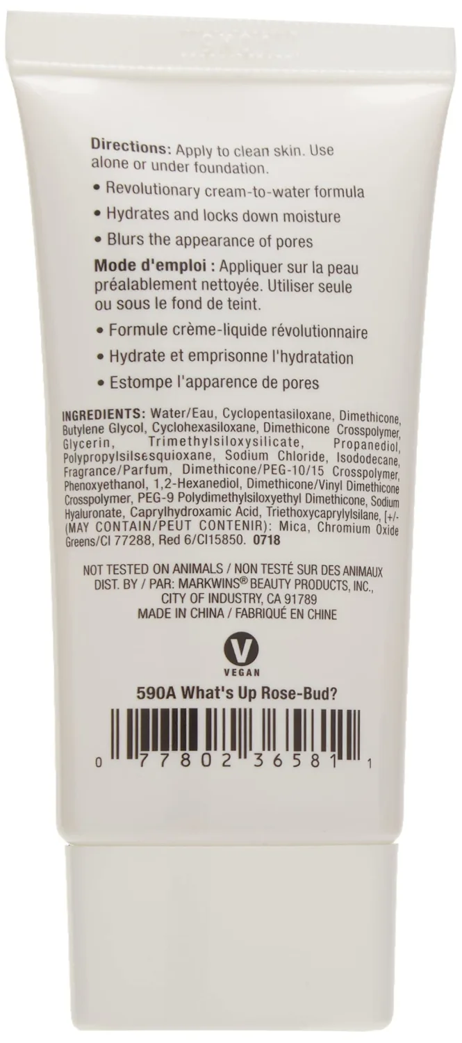 wet n wild Photo Focus Water Drop Primer, Hydrating Primer with Hyaluronic Acid, Cream-to-Liquid Texture, Cruelty-Free & Gluten-Free - Rose