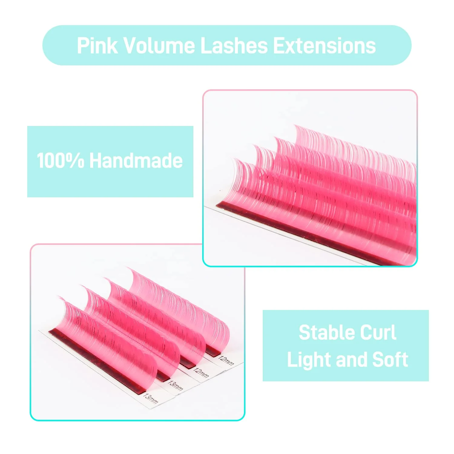 Colored Lash Extensions 0.07mm DD Curl Pink Individual Volume Lashes Extensions 8-15 Mix Length Color Eyelash Extensions for Salon (Pink 0.07-DD, 8-15mm)