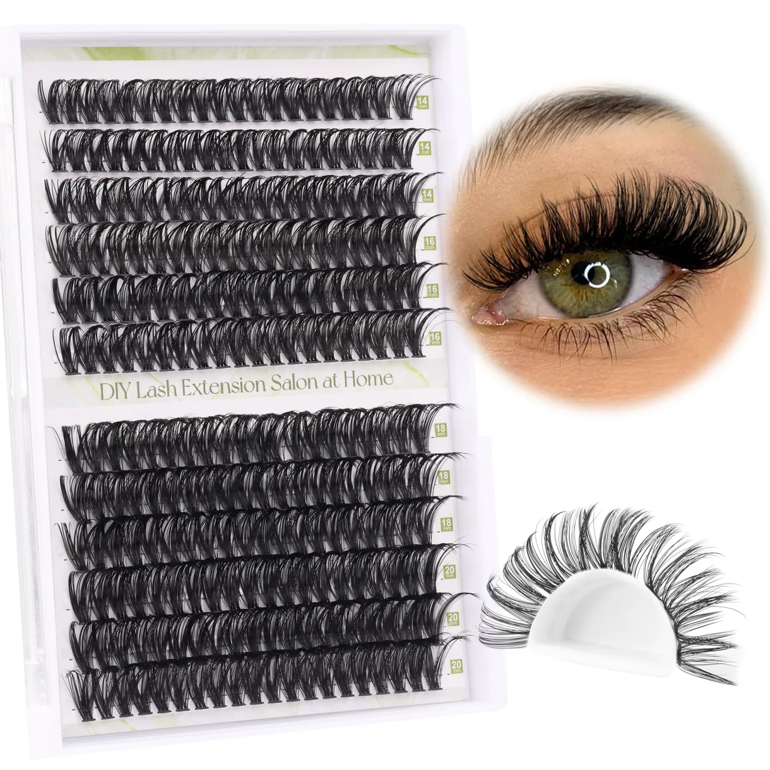 ALICE Lash Clusters DIY Lash Extensions 240PCS 14-20MM Individual Lashes Cluster Lashes Natural 40D D Curl Eyelash Extensions Faux Mink Individual Eyelashes