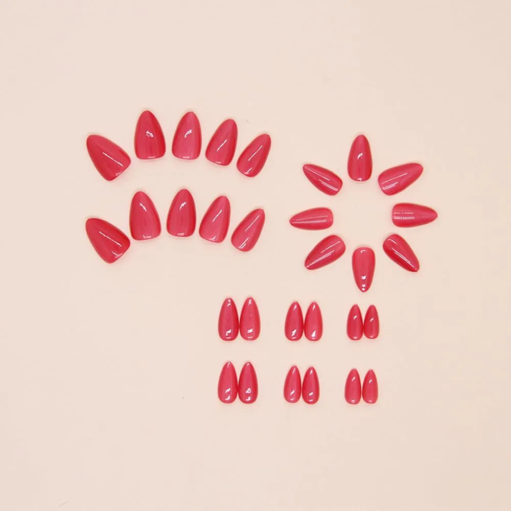 30 Pcs Red Press on Nails Short Almond - YEFIUO Extra Short Fake Nails Press ons Nail Art Tips French Glitter Glue on Nails with Design Full Cover False Nails Stick on Nails Acrylic Nail Kit