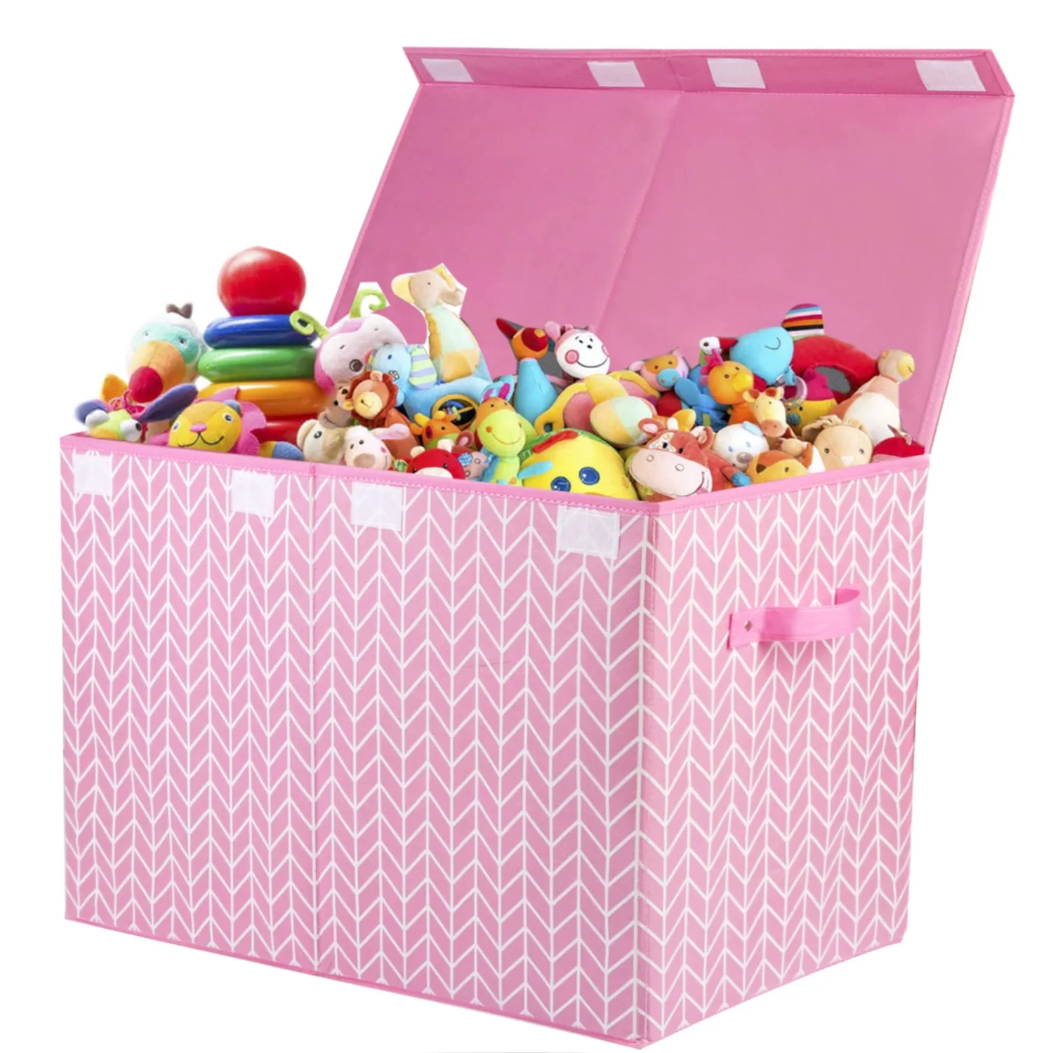 Large Toy Storage Box Chest for Girls Kids, Sturdy Toy Box Bin Organizer Baskets with Lid for Living Room, Nursery, Closet, Bedroom, Playroom 25"x13" x16" (Pink)