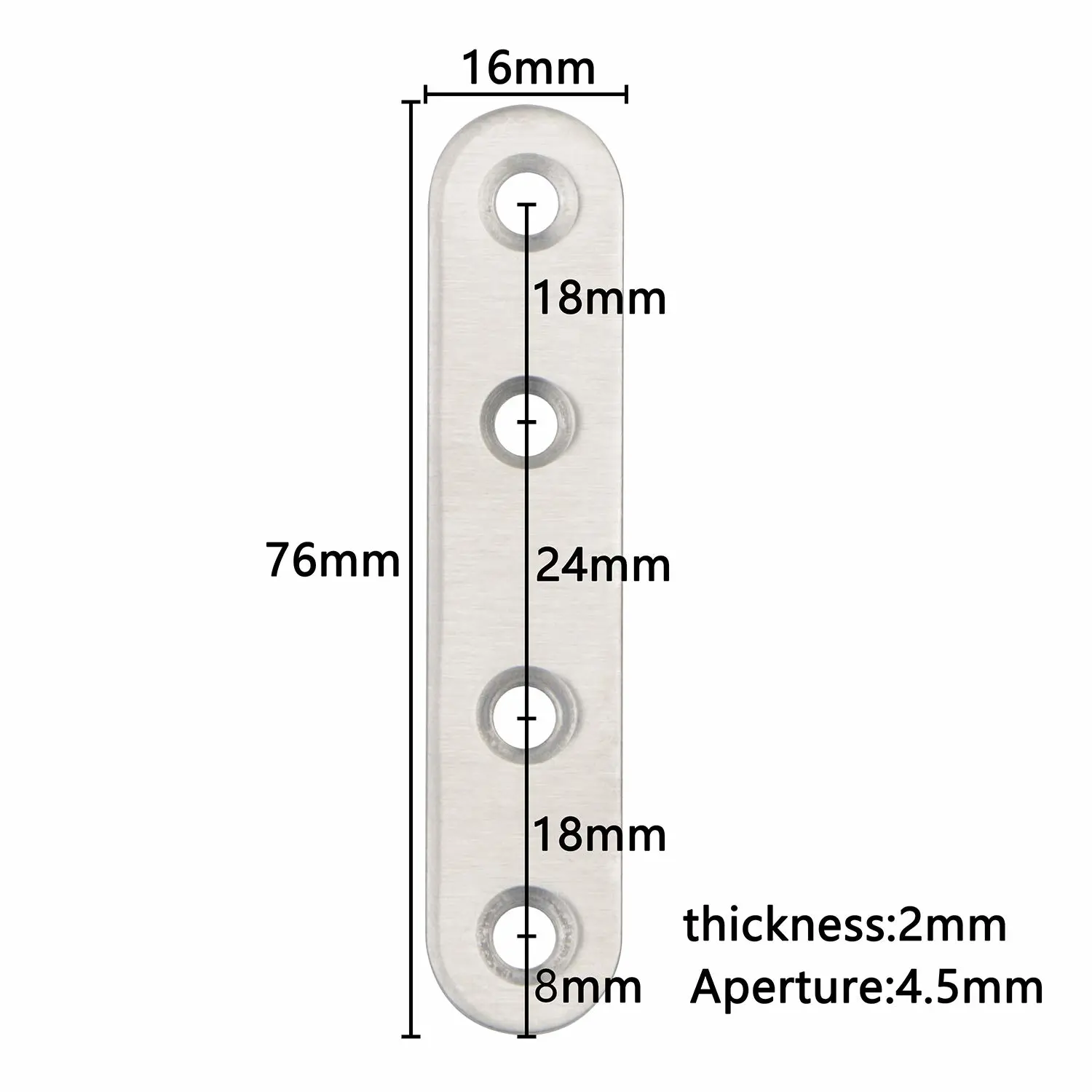 3 inch 4 Holes Stainless Steel Flat Mending Repair Plate Bracket Connector, Flat Straight Brace Fixing Repair Plated Joint Bracket Pack of 20