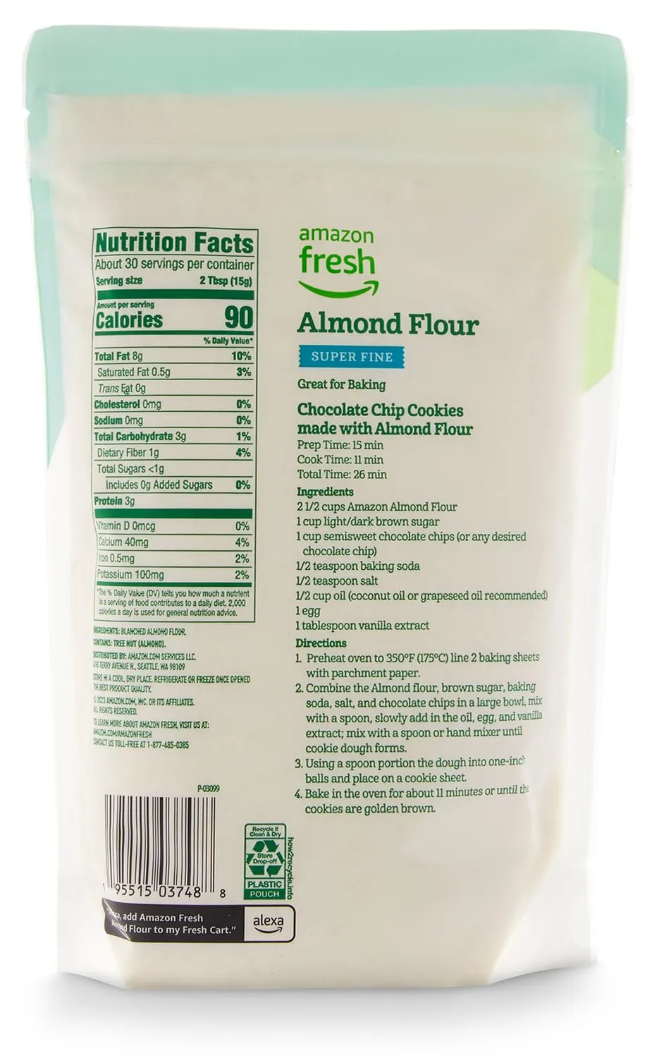 Amazon Fresh, Almond Flour, Gluten Free, 16 Oz (Pack of 2)