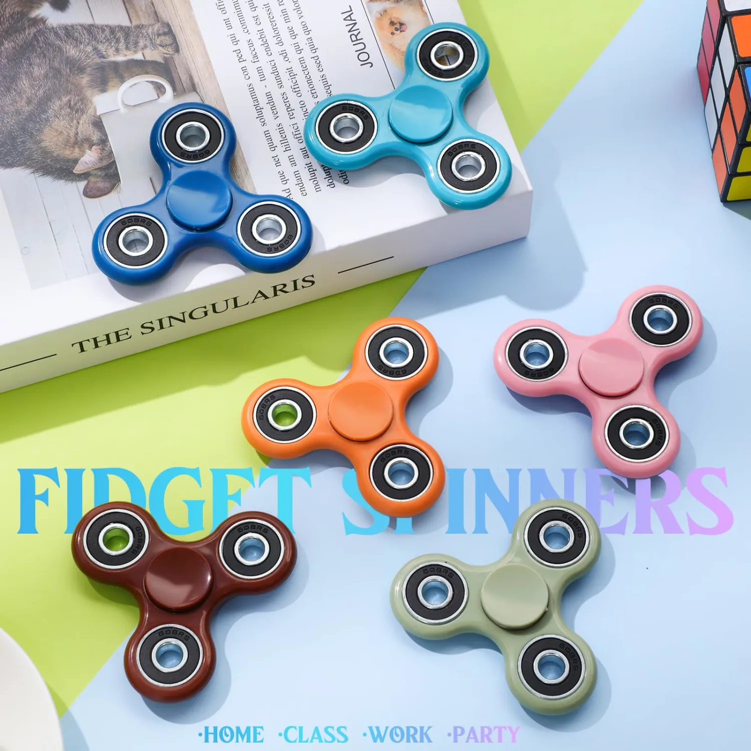 6 Pcs Fidget Spinner Toy Bulk Sensory Fidget Toy for Adults Kids Party Favors Classroom Prizes Gift Bag Fillers Stress Relief, 6 Colors