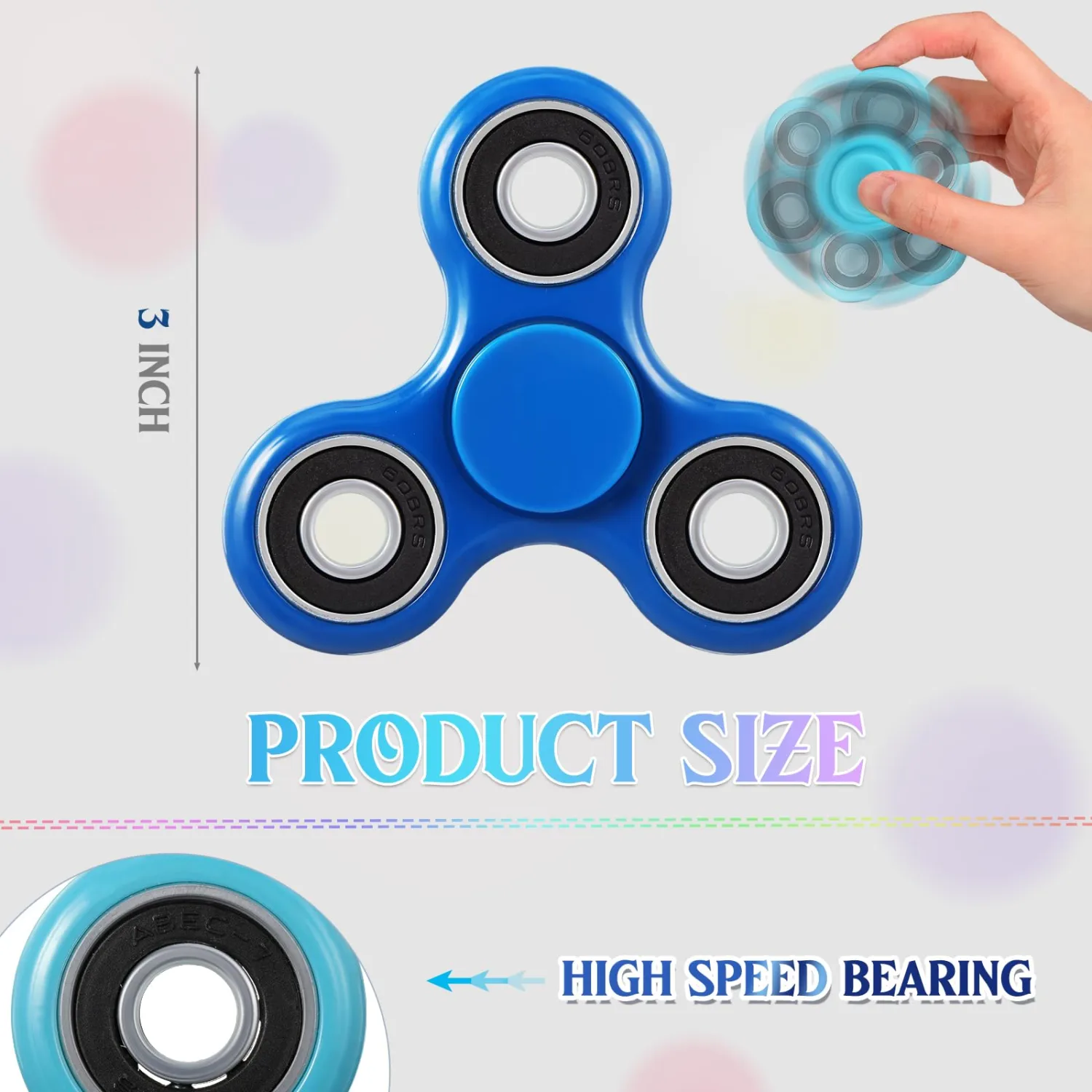 6 Pcs Fidget Spinner Toy Bulk Sensory Fidget Toy for Adults Kids Party Favors Classroom Prizes Gift Bag Fillers Stress Relief, 6 Colors