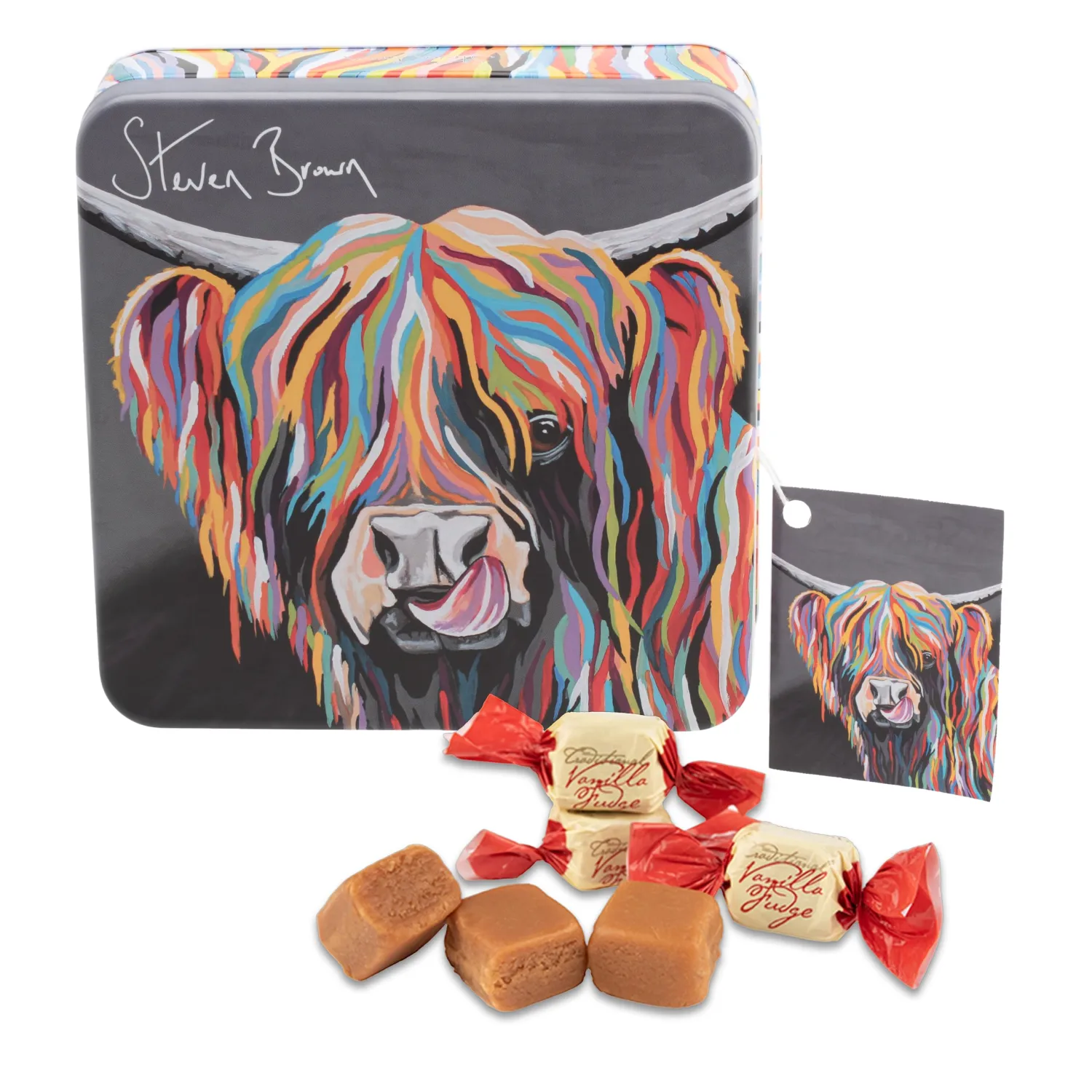 Gardiners of Scotland Handmade Fudge 200g Square Tin, Steven Brown - Heather McCoo Vanilla Fudge
