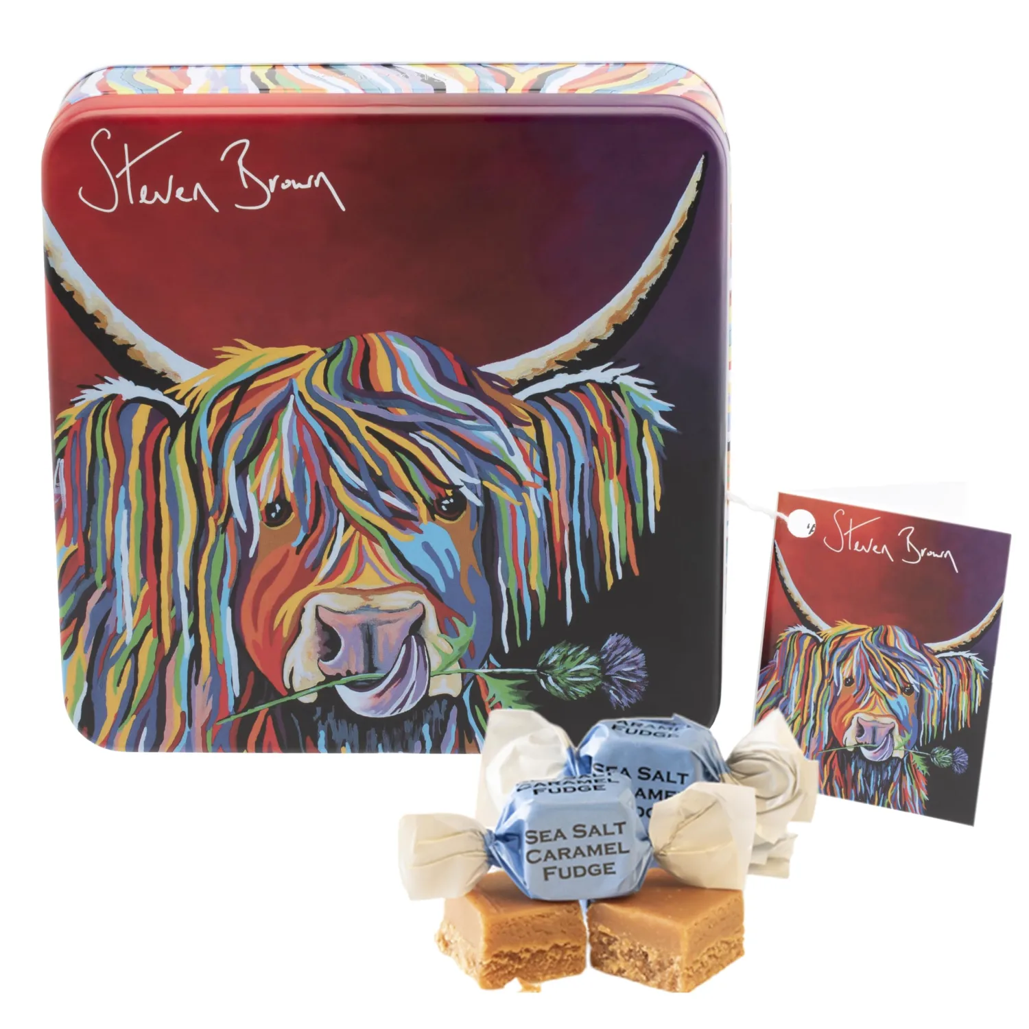 Gardiners of Scotland Handmade Fudge 200g Square Tin, Steven Brown - Lizzie McCoo Salted Caramel Fudge