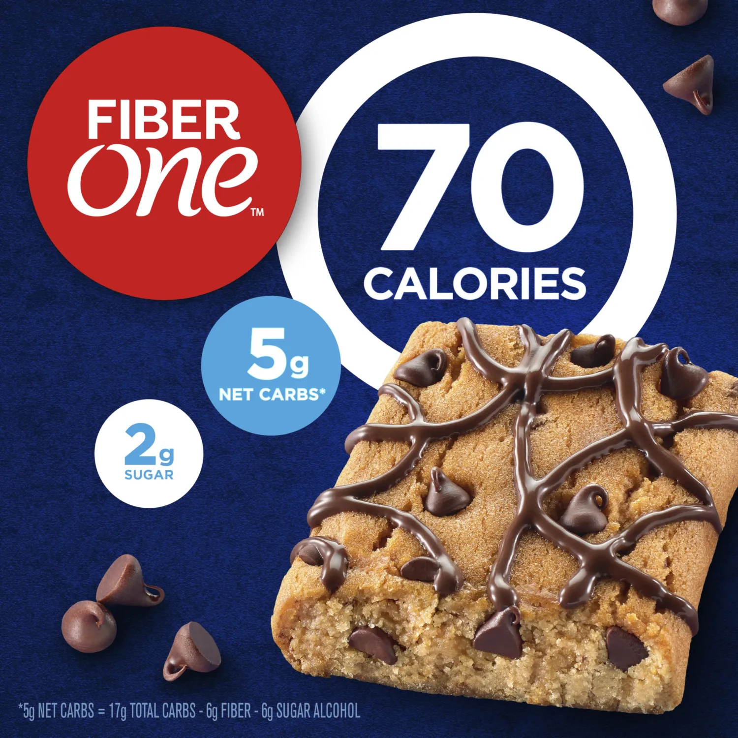 Fiber One 70 Calorie Brownies, Chocolate Chip Cookie, Snack Bars, 6 Bars, 5.34 oz