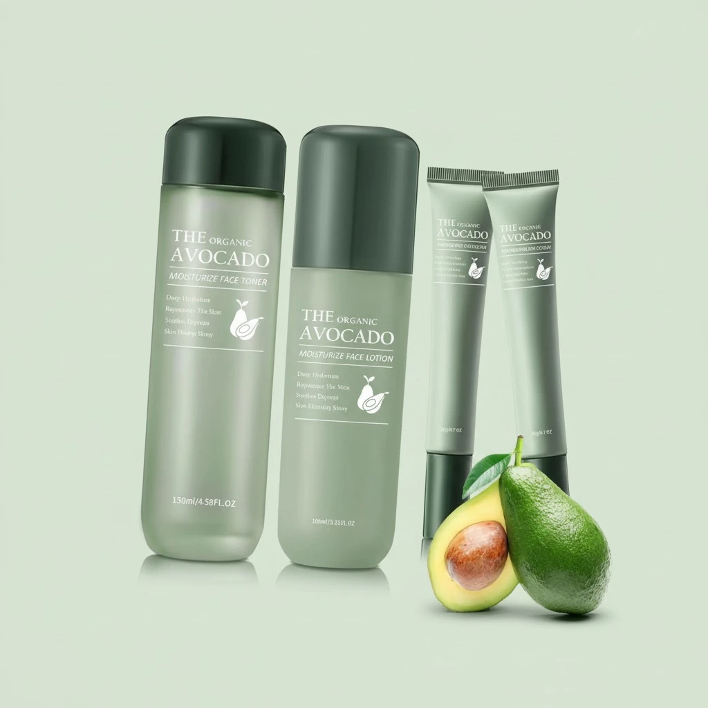 Avocado Skin Care Set, 4 PCS Moisturizing Skincare Set, Anti Aging Skin Care Routine Kit For Women With Toner, Lotion, 2 PCS Eye Cream, Travel Facial Skincare Kits, Daily Skin Care.