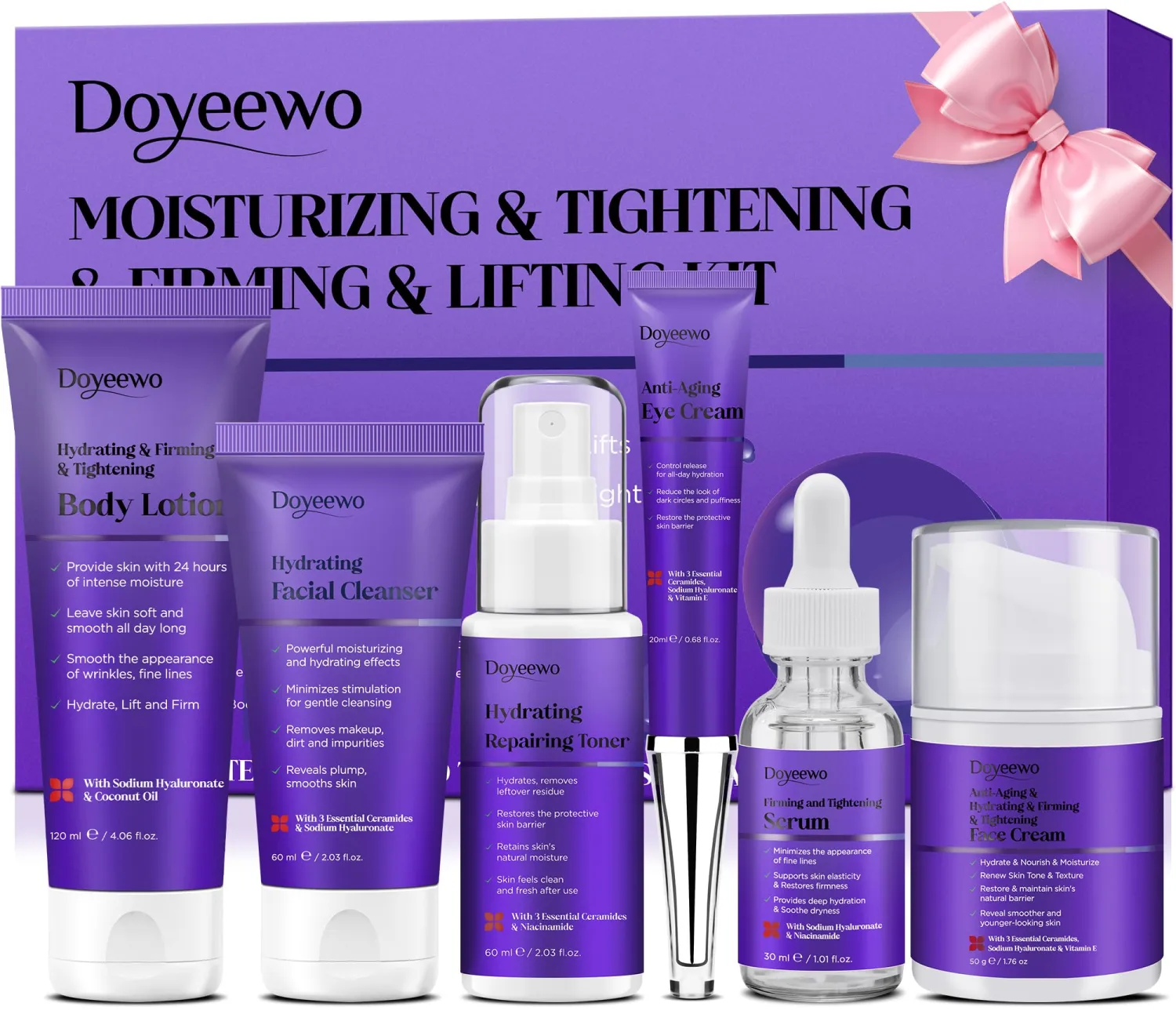 Skin Care Set,Professional Skincare for Women Teens Teenage,Hydrate Smooth Tighten Firm Lift Anti-Aging Facial Skin Care Routine Kit,Travel Skin Care Sets & Kits Products Birthday Valentines Gifts