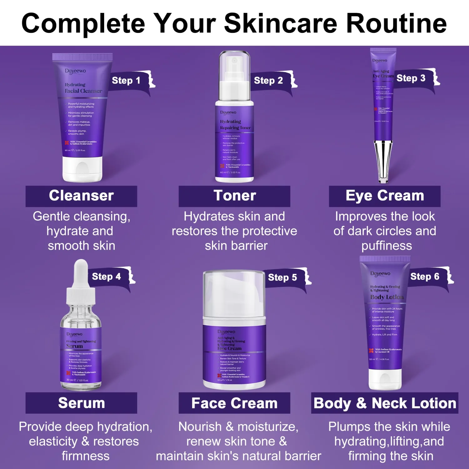 Skin Care Set,Professional Skincare for Women Teens Teenage,Hydrate Smooth Tighten Firm Lift Anti-Aging Facial Skin Care Routine Kit,Travel Skin Care Sets & Kits Products Birthday Valentines Gifts