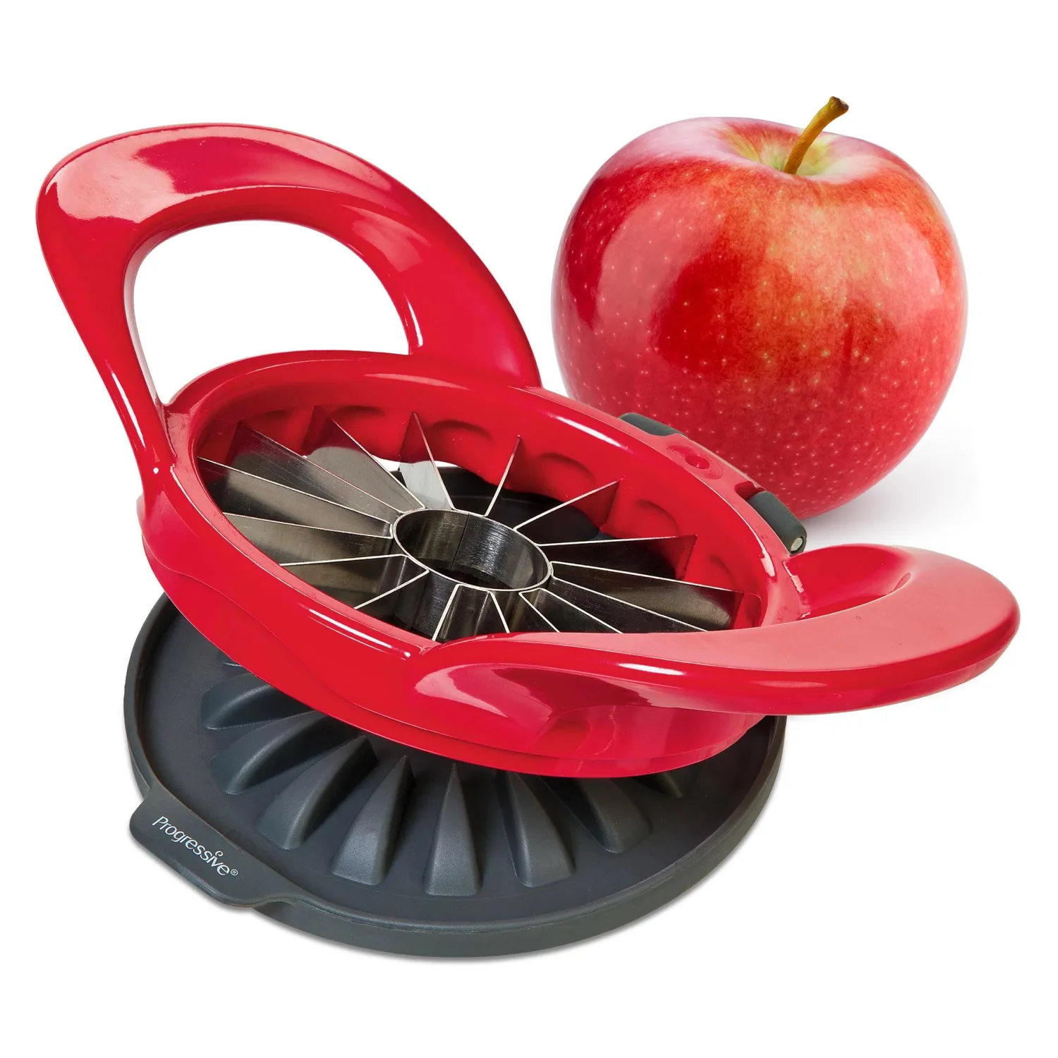 PrepWorks by Progressive Dishwasher Safe 16-Slice Thin Apple Slicer and Corer with Attached Safety Cover