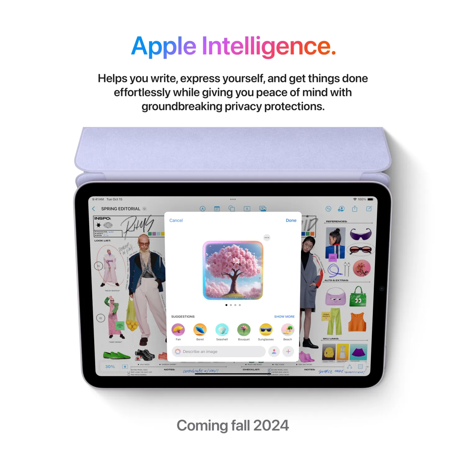 Apple iPad Mini (A17 Pro): Apple Intelligence, 8.3-inch Liquid Retina Display, 128GB, Wi-Fi 6E + 5G Cellular, 12MP Front/12MP Back Camera, Touch ID with AppleCare+ (2 Years) — Purple