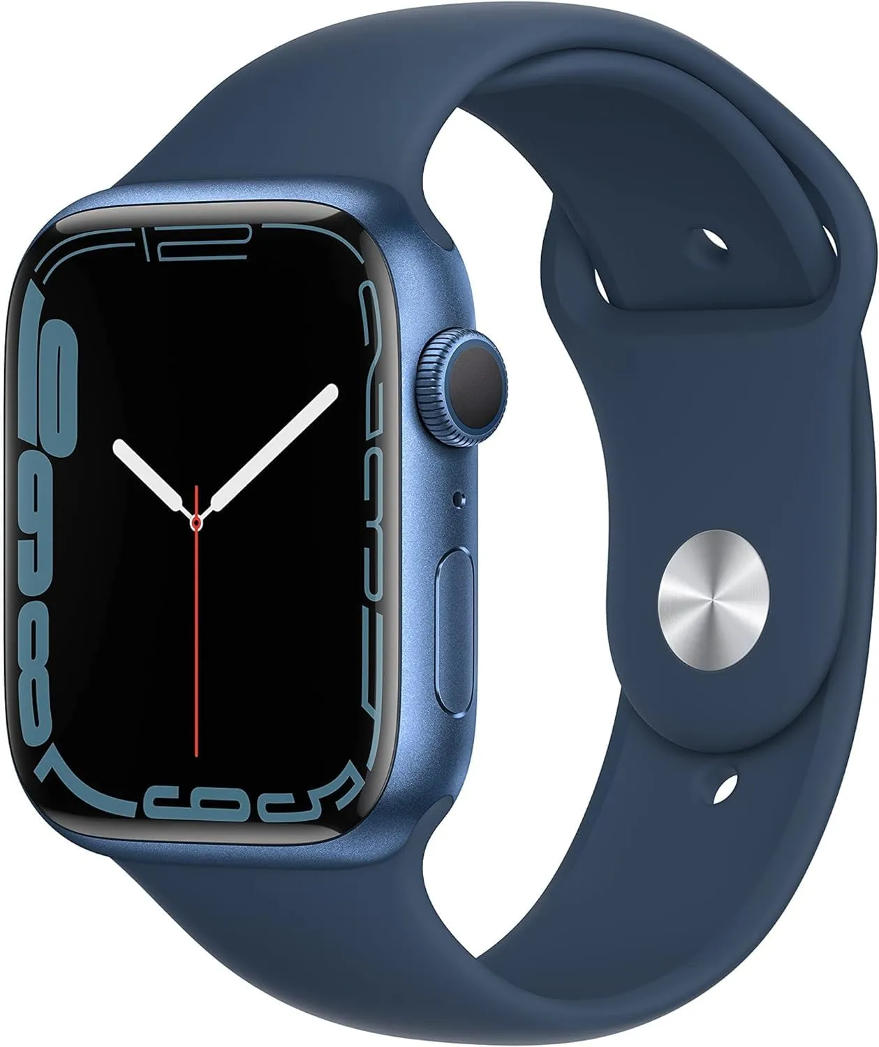 Apple Watch Series 7 (GPS, 45mm) Blue Aluminum Case with Abyss Blue Sport Band, Regular (Renewed)