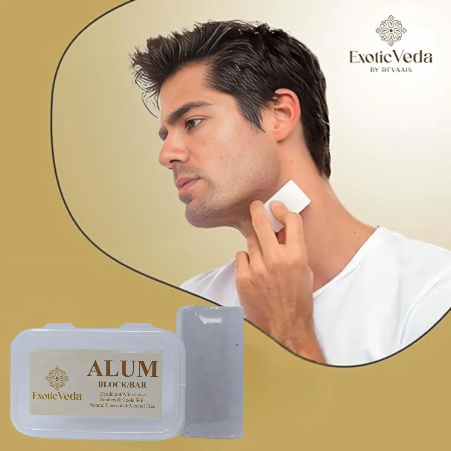 100% Pure Alum Block, Natural Deodorant & Aftershave Soothes Razor Burn, Shaving&Skin Irritation - Fitkari/Alum Stone Rich Astringent,Easy to Use,Non-Staining, Unscented, Alcohol-Free