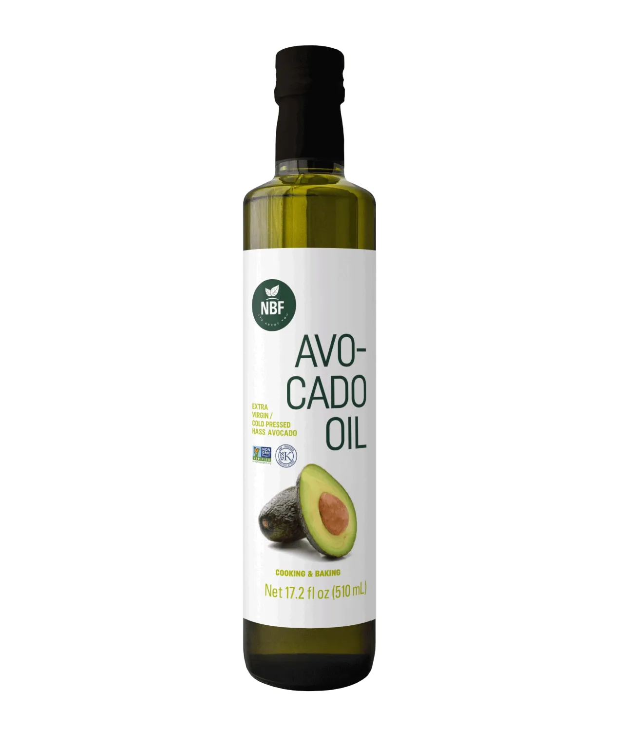 NBF, Avocado Oil, Extra Virgin, Avocado Oil for Cooking, Cold Pressed for Keto diet, Ideal for sautéing, baking, Made with good fats from avocados, For dressings and more, 17.2 floz