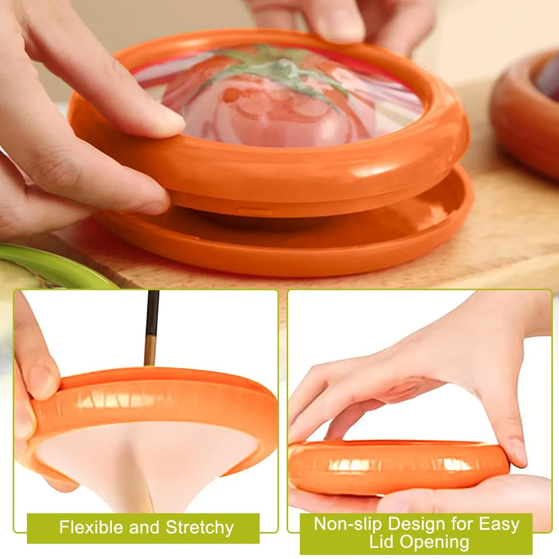 LINXIU Fruit and Vegetable Storage Containers for Fridge Avocado Saver Reusable Onion Storage Container Holder Keeper Fresh Stretch Pod 2Pcs