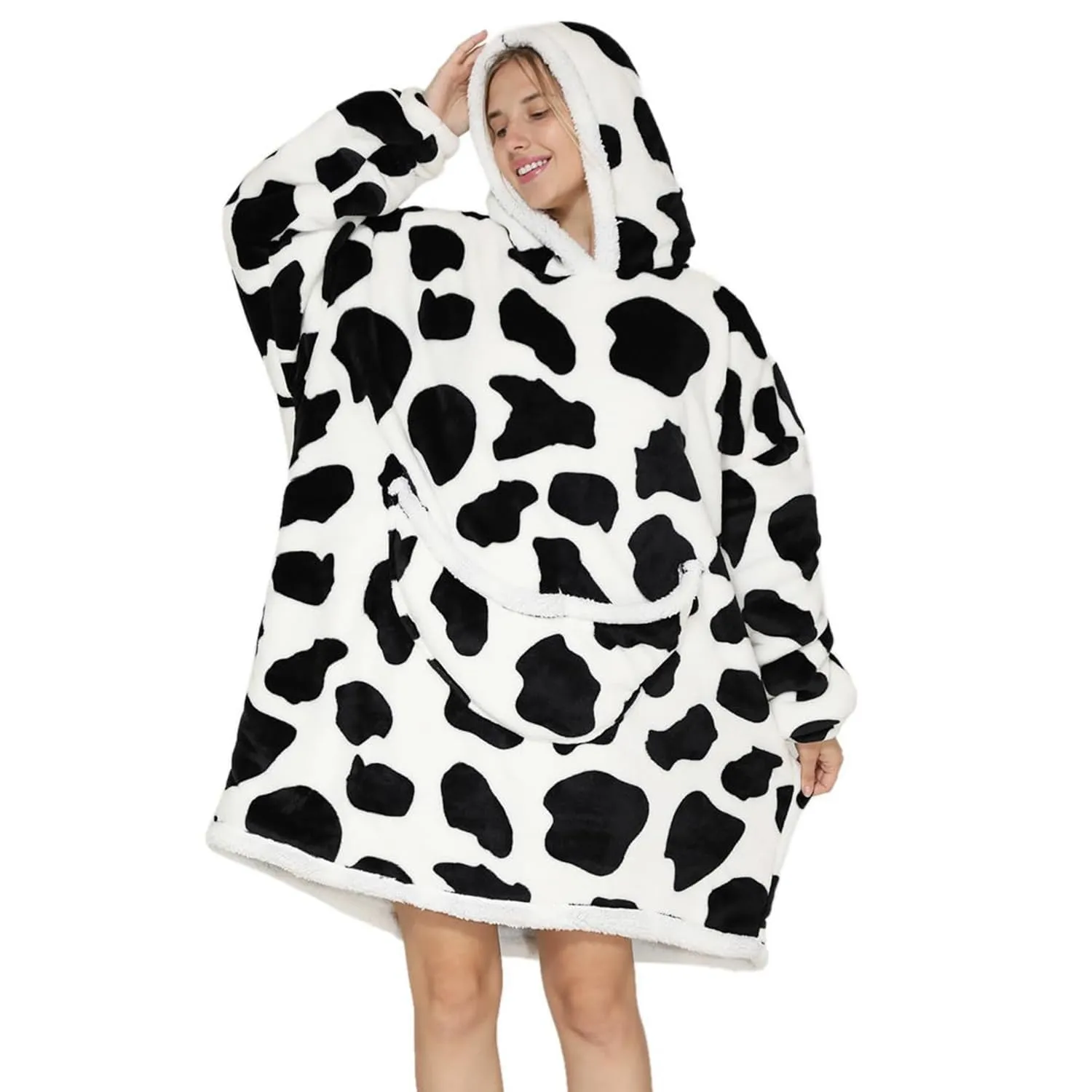 Animal Wearable Blanket Hoodie,Big Oversized sherpa Comfy for Adults Women