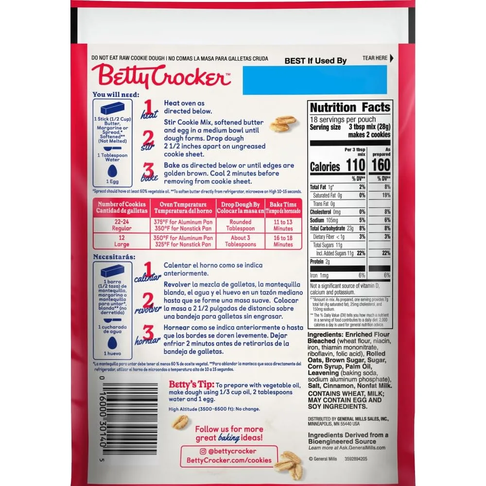 Betty Crocker Oatmeal Cookie Mix - 17.5 oz