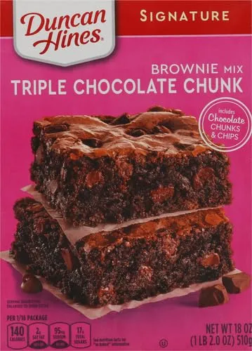Duncan Hines Signature Triple Chocolate Chunk Brownie Mix, 18 OZ (Pack of 2)