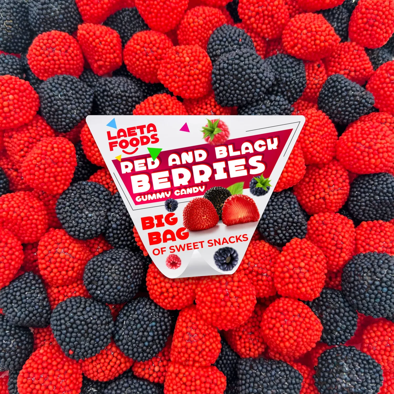 Berries Gummy Candy | 2 Pound Bag | Red and Black Soft Snacks