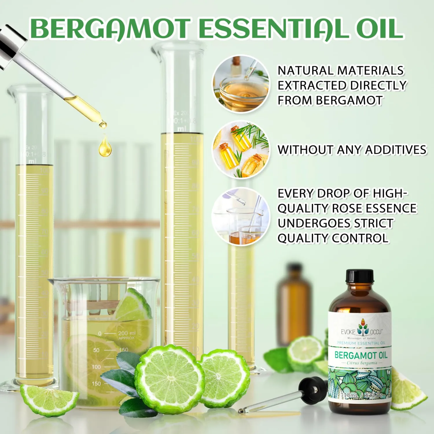 EVOKE OCCU Bergamot Essential Oil for Diffuser Skin Relaxation & DIY Wool Dryer Balls - 4 FL Oz