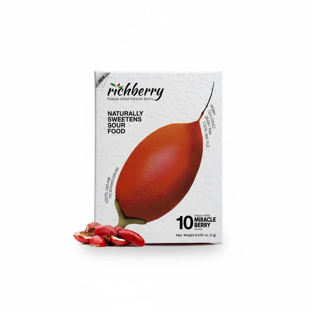 Miracle Berry by Richberry, 1 Pack of 10 Halves (1g), Naturally Sweetens Sour Food, 100% Freeze-dried Premium Fruits, No Preservatives, Great for Snacks and Taste Tripping, Vegan