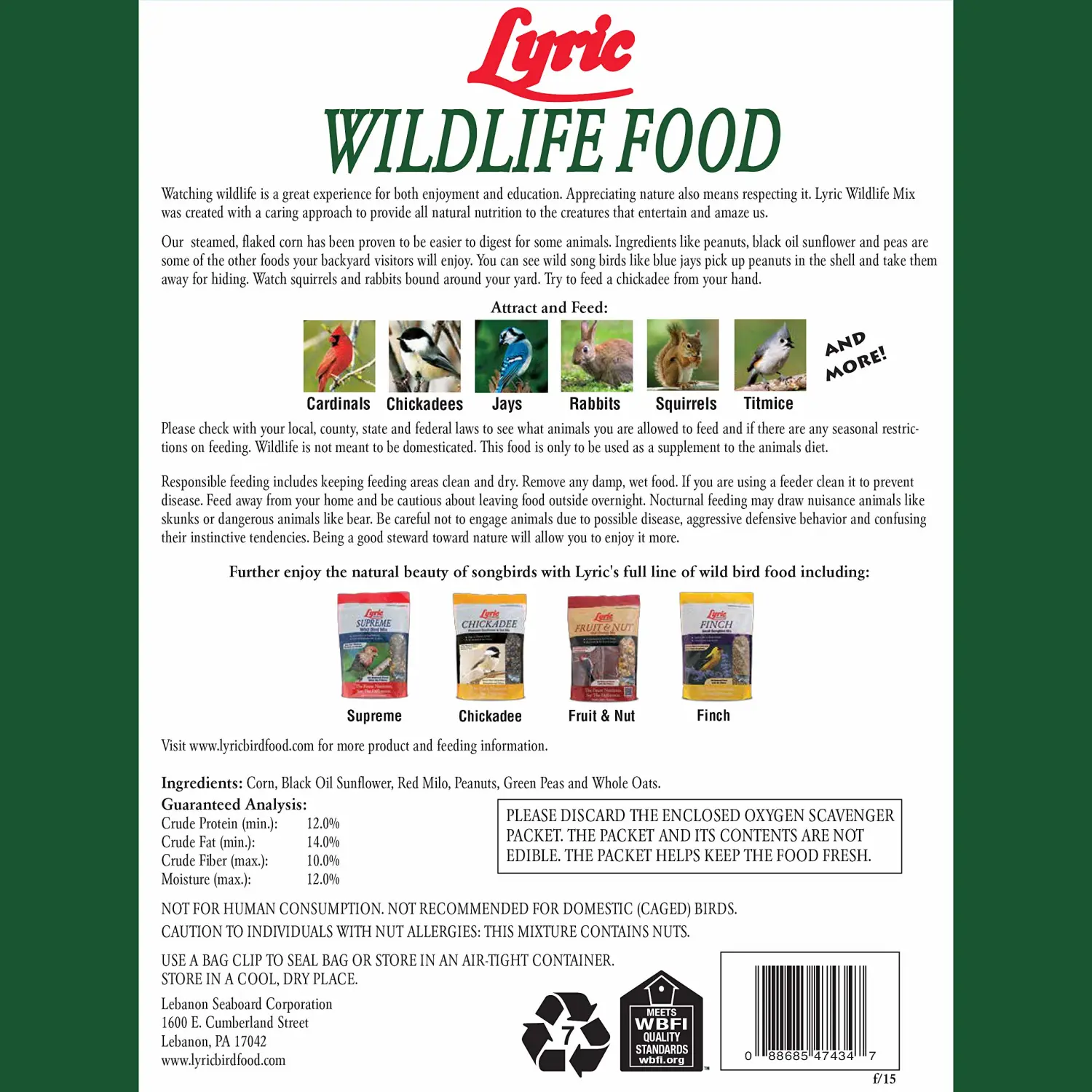 Lyric Wildlife Critter Food for Deer, Squirrels, Turkeys & Rabbits Wild Bird Seed - 10 lb Bag