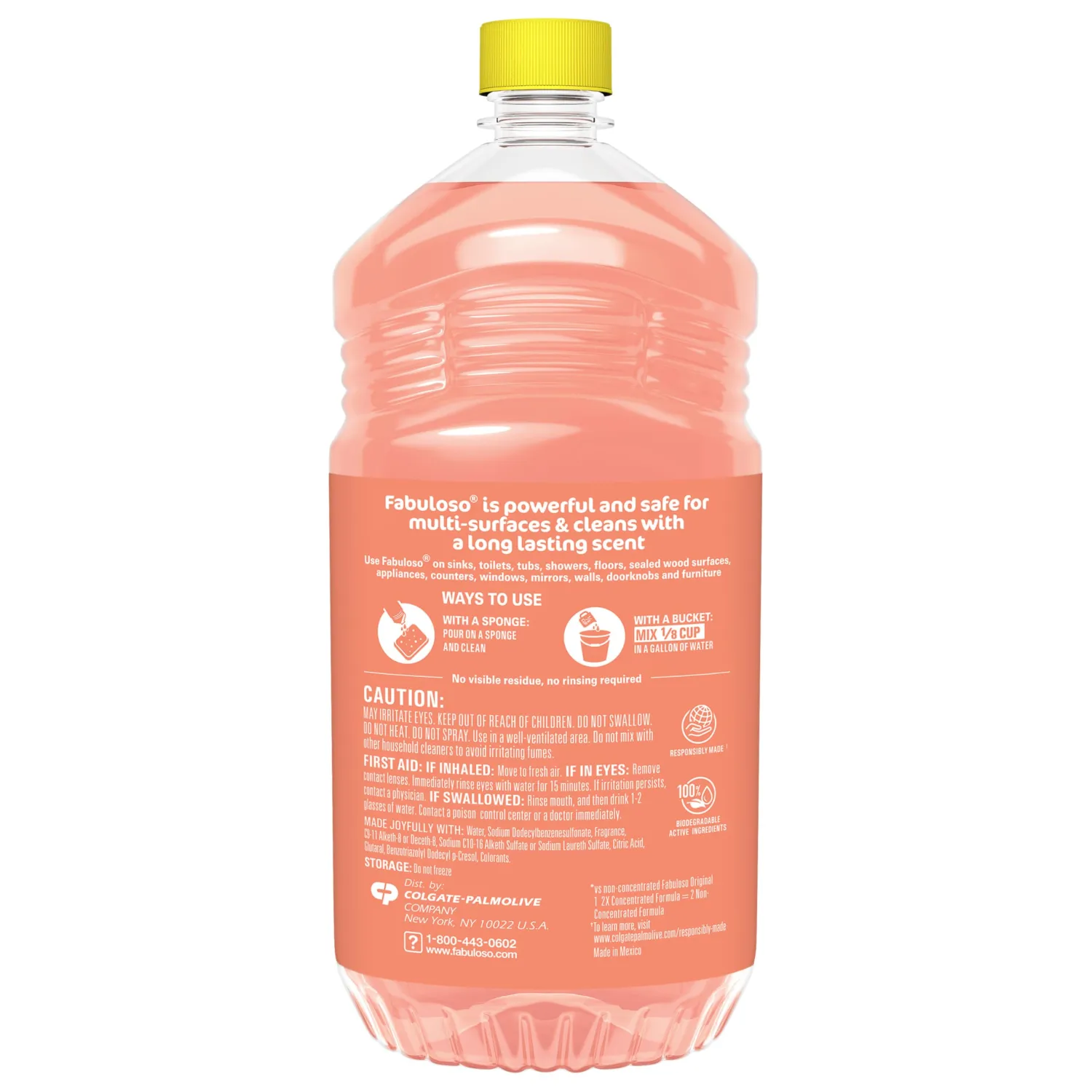Fabuloso Multi-Purpose Cleaner, 2X Concentrated Formula, Floor Cleaner, Peach Scent, 56 fl oz