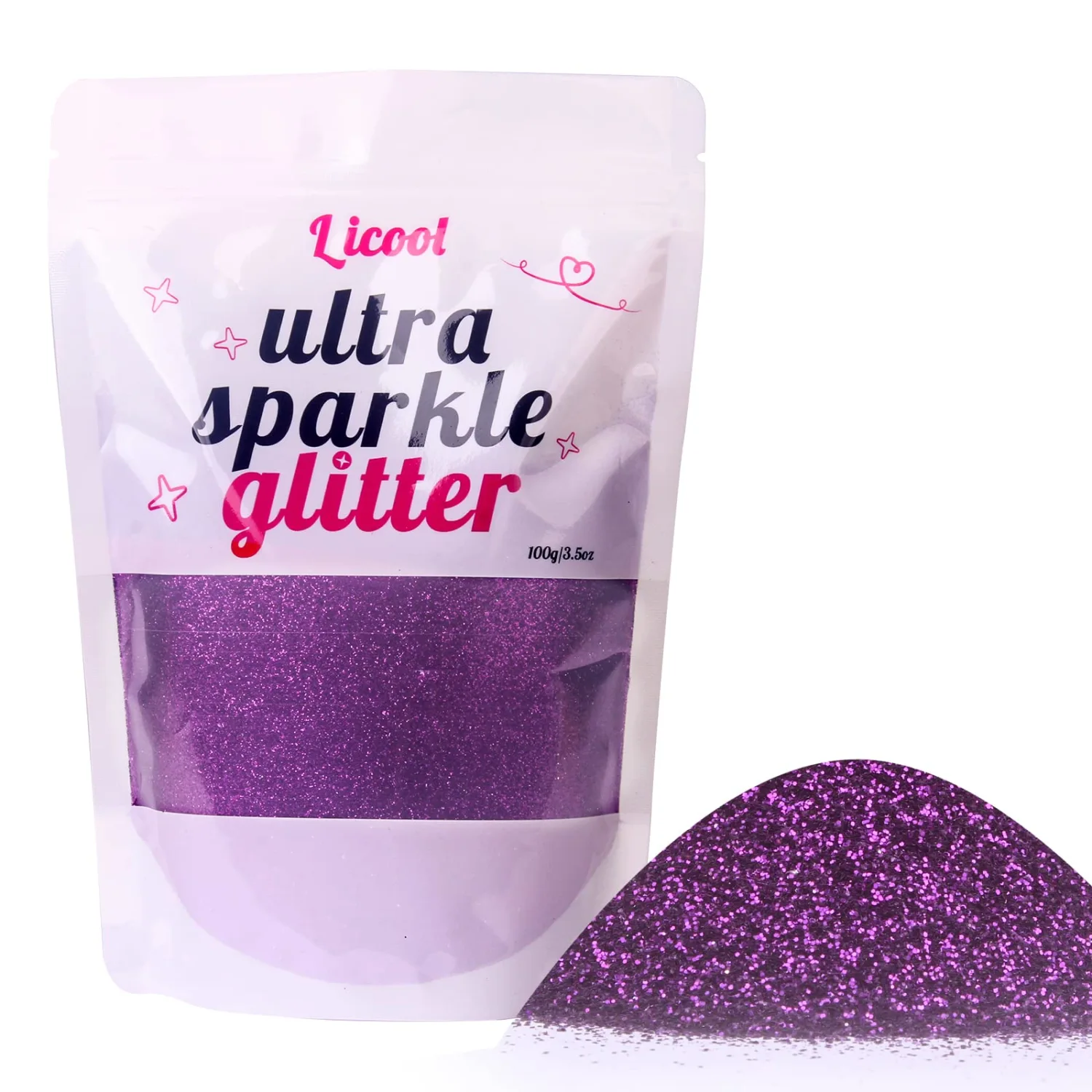 Fine Glitter for Nail Art, 100g/3.5oz Extra Fine Glitter Powder Packs for Epoxy Resin Art, Craft Glitter for Tumblers Candle Slime Making, Festival Body Face Eyeshadow Nail Glitter (Purple)