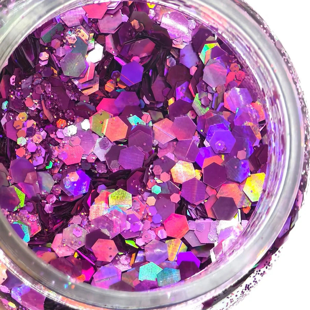 Ultra Pink - Holographic Craft Glitter - 2oz Glitter Shaker Bright Colorful Mix Chunky Body Glitter Bulk - 24 Colors in Shaker, Cosmetic Grade Glitter - EBLB901