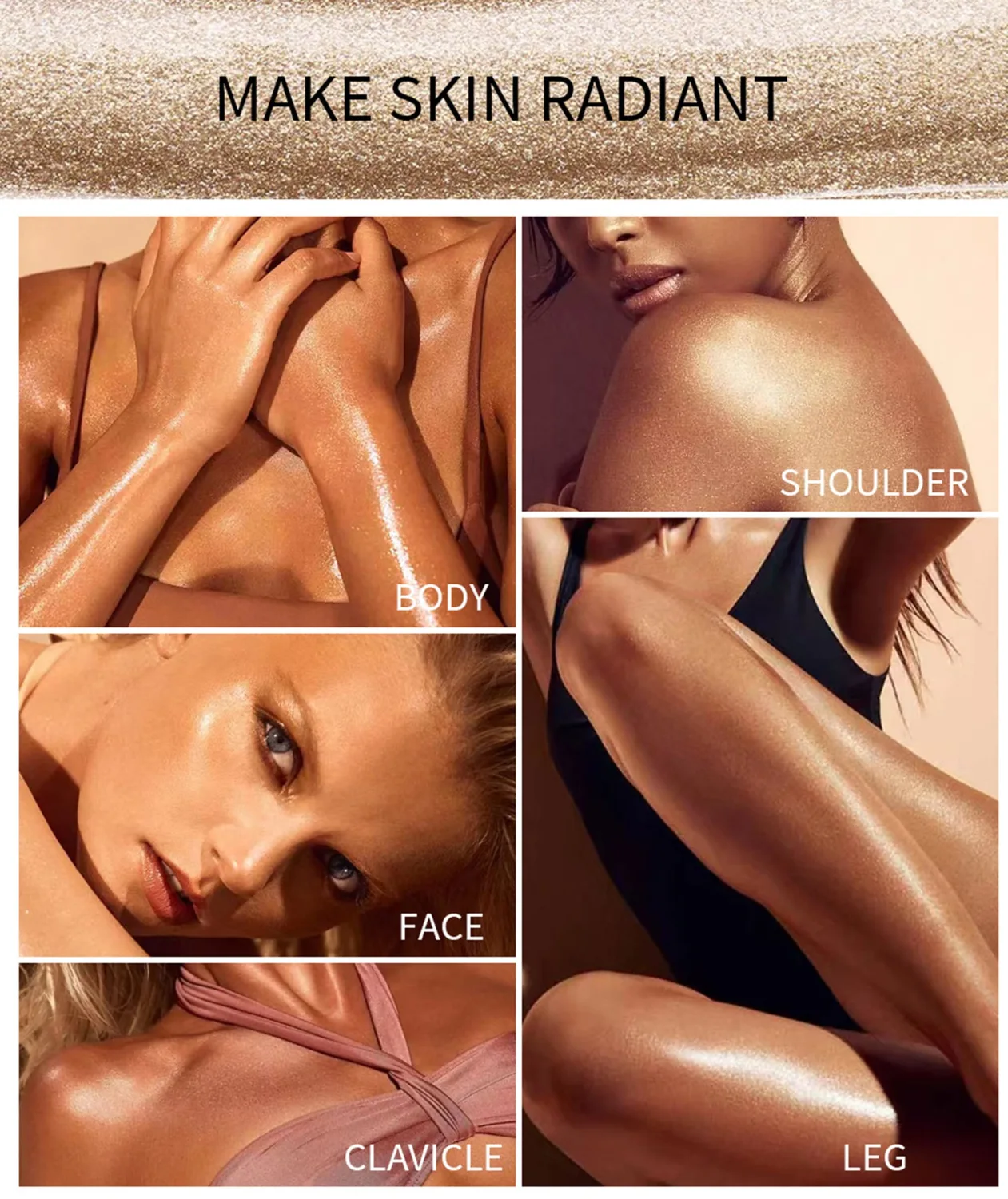 MAEPEOR Body Luminizer 6 Colors Waterproof Smooth Shimmer Face Glow Illuminator Non-sticky Liquid Highlight (30 ML, 06 Rose Pink)