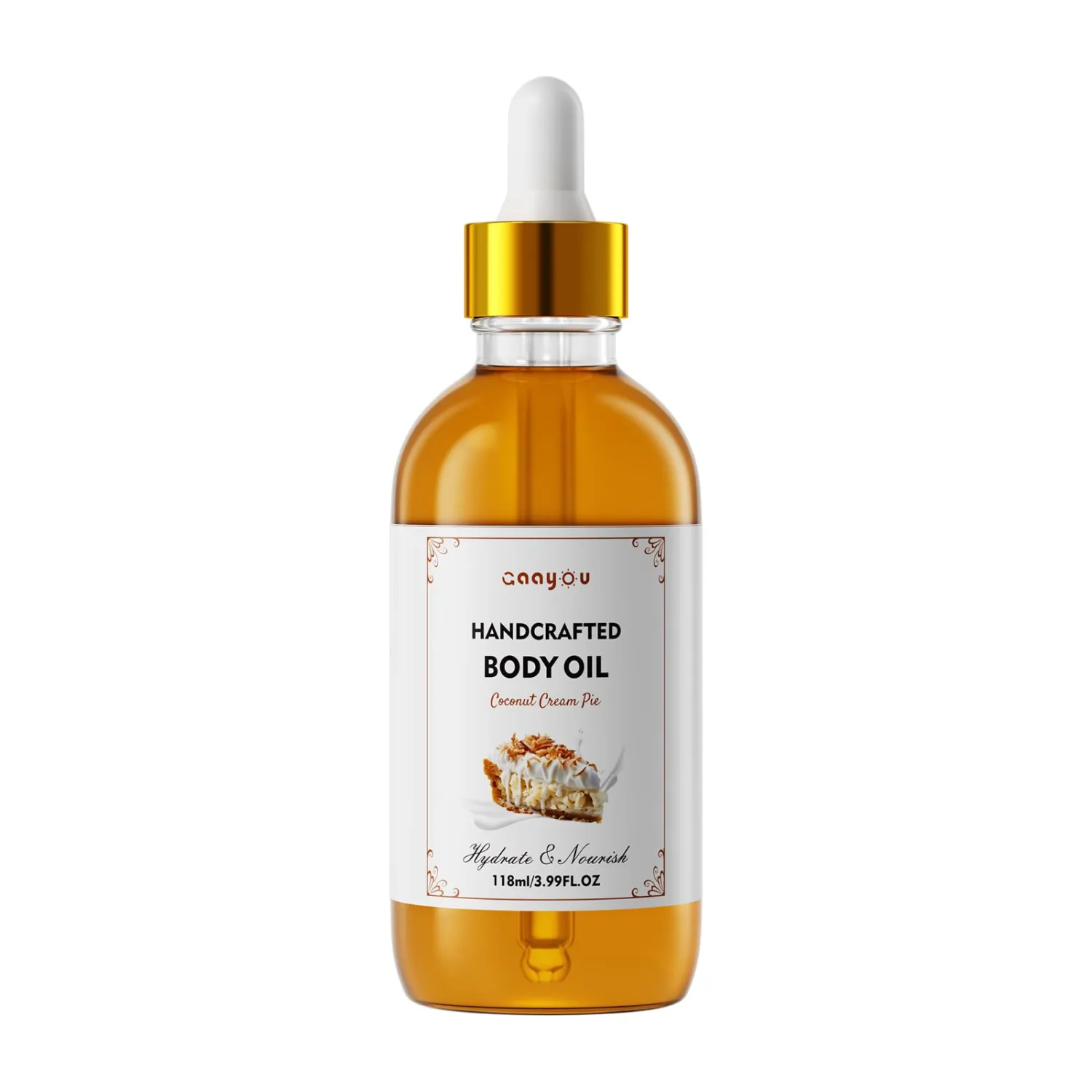 Coconut Cream Pie Body Oil Handcrafted Body Oil Moisturizing Coconut Oil Soothing Comfort Scented Juicy Body Oil for All Skin Types