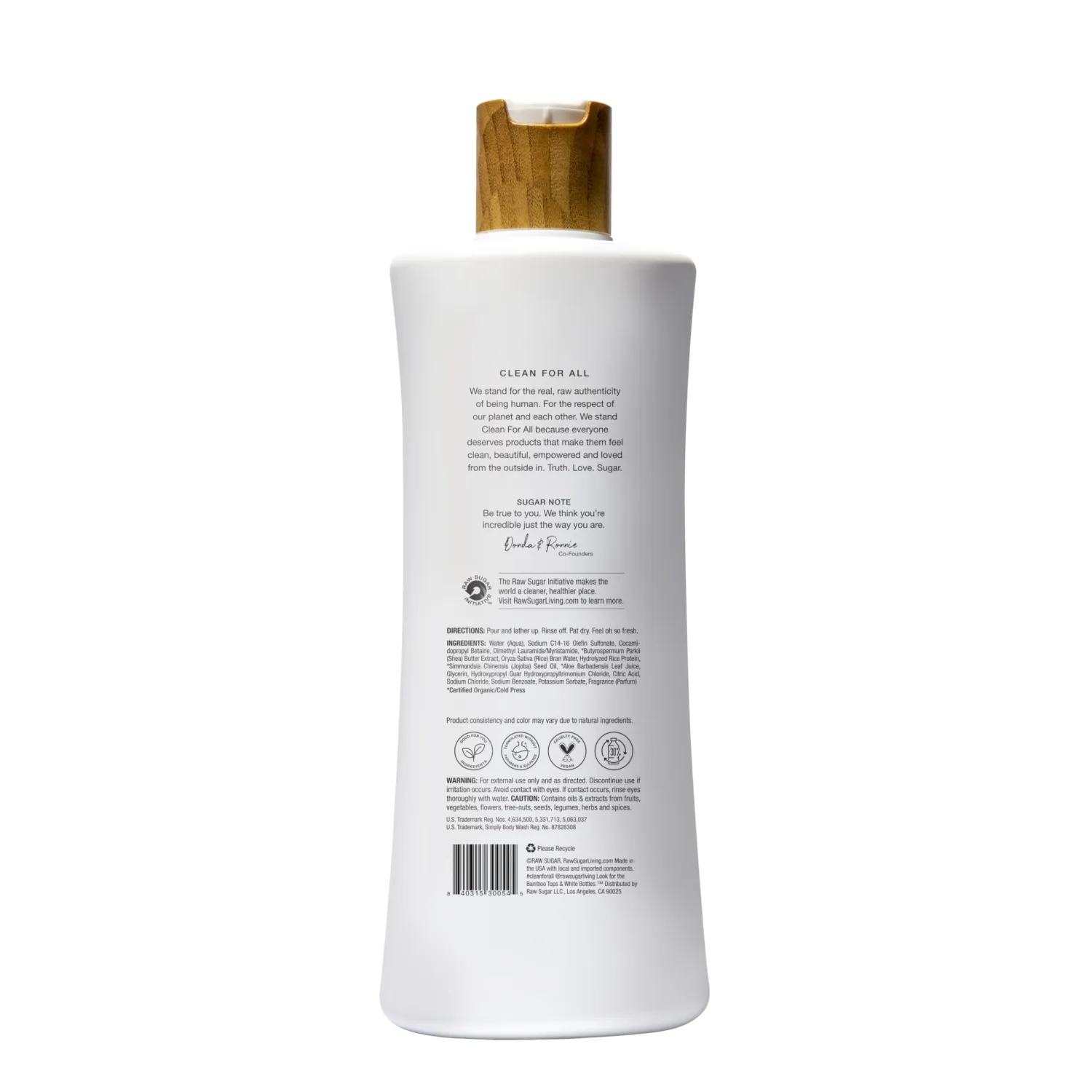 RAW SUGAR Simply Body Wash - Shea + Rice Flower (25 Fl Oz, Pack of 1) Moisturizing & Soothing Bath & Shower Gel, Formulated without Sulfates & Parabens, Vegan