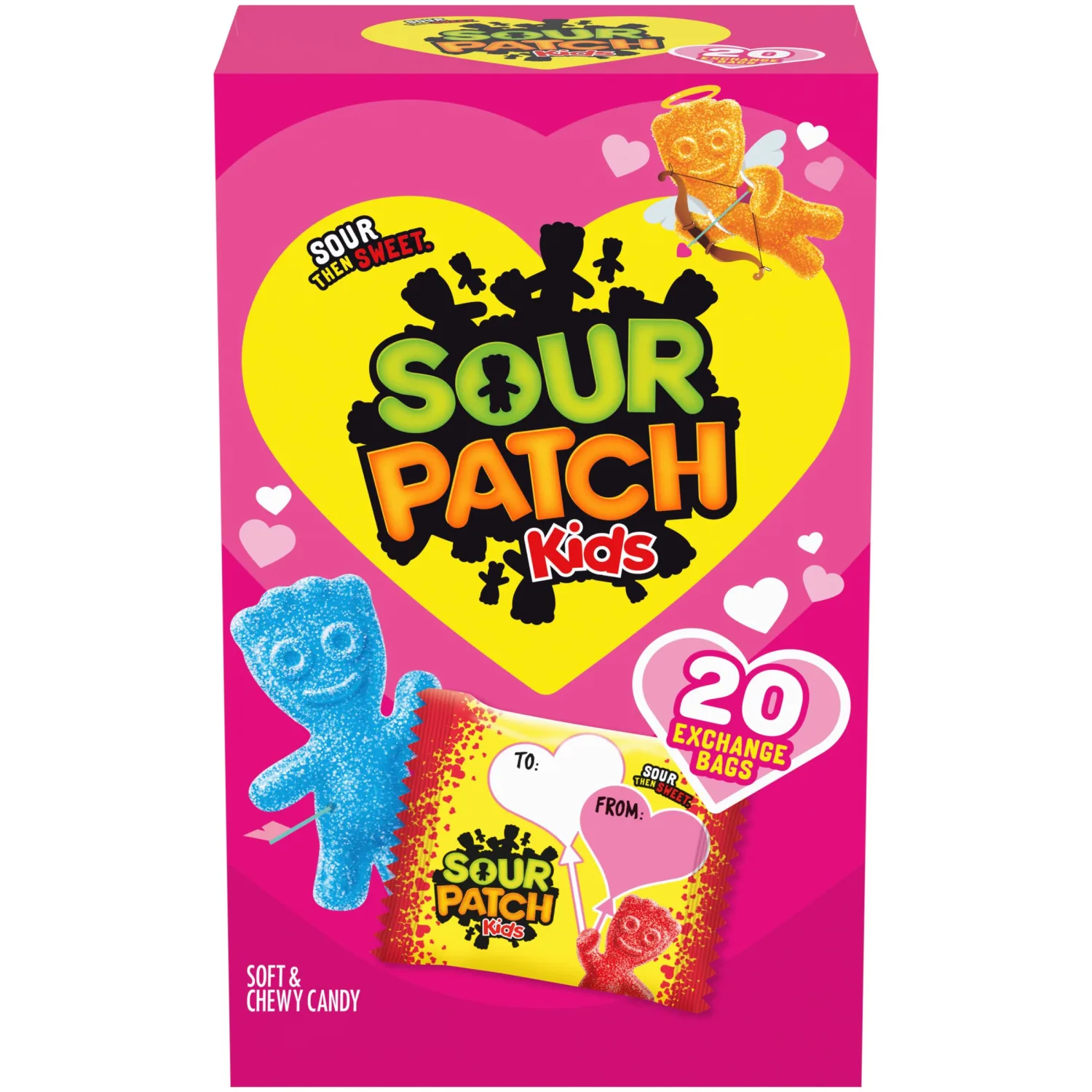 SOUR PATCH KIDS Soft & Chewy Valentines Day Candy, 20 Snack Packs