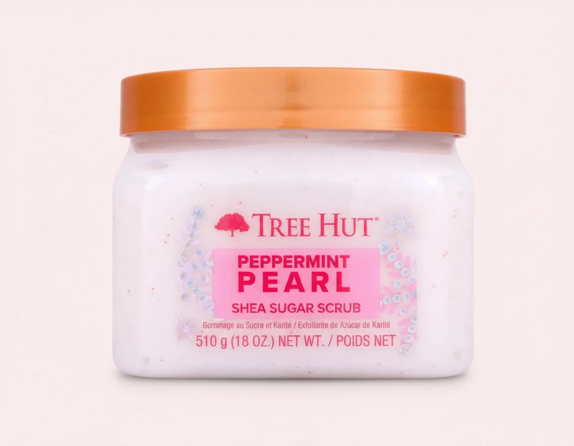 Tree Hut Peppermint Pearl Shea Sugar Scrub | Exfoliating Body Scrub Removes Dead, Dry Skin for a Soft & Hydrated Feel | Limited Edition Holiday | Nourishing Essential Body Care | 18 fl oz.