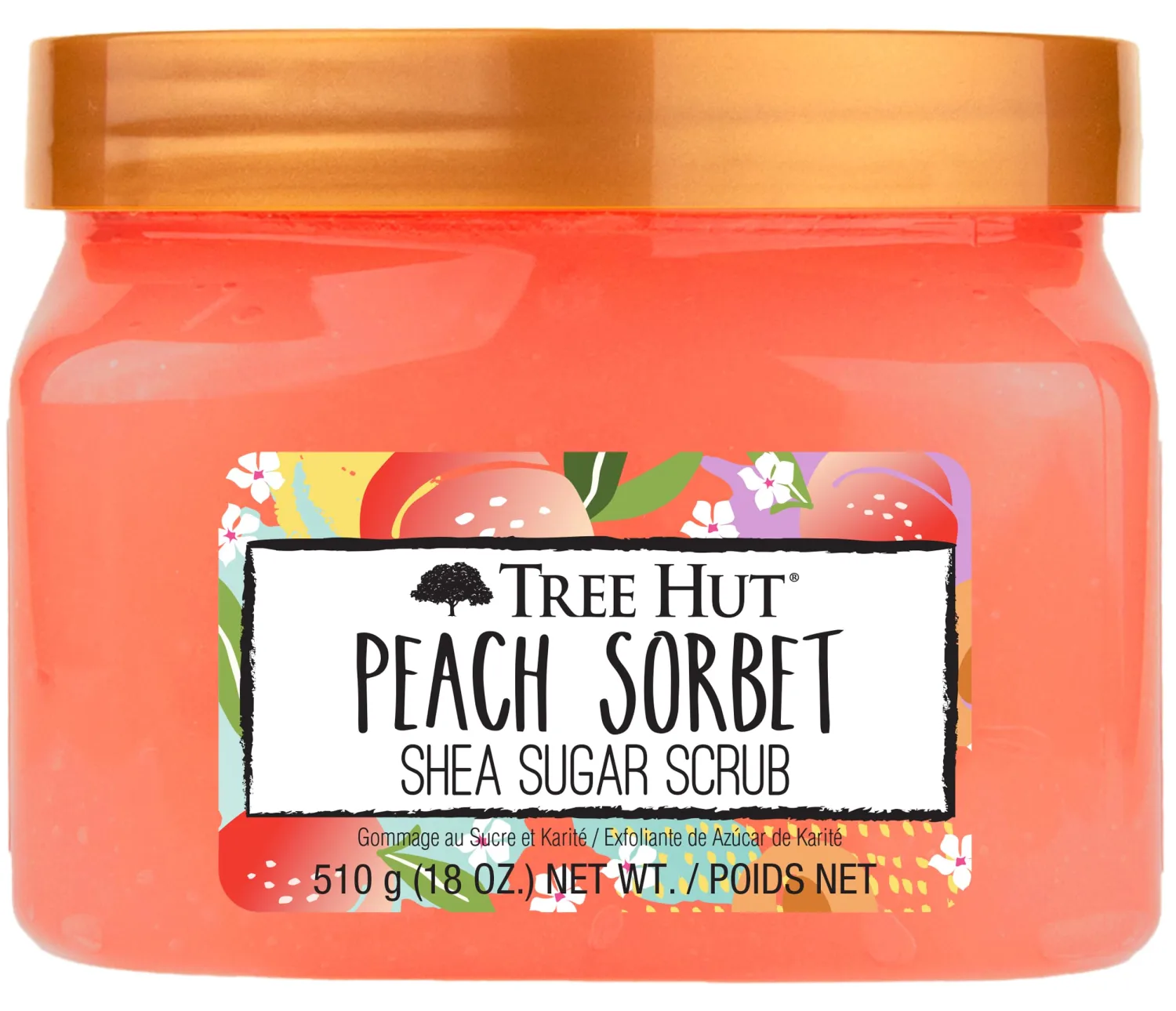 Tree Hut Peach Sorbet Shea Sugar Scrub | Exfoliating Body Scrub Removes Dead, Dry Skin for a Soft & Hydrated Feel | Nourishing Essential Body Care | 18 fl oz.