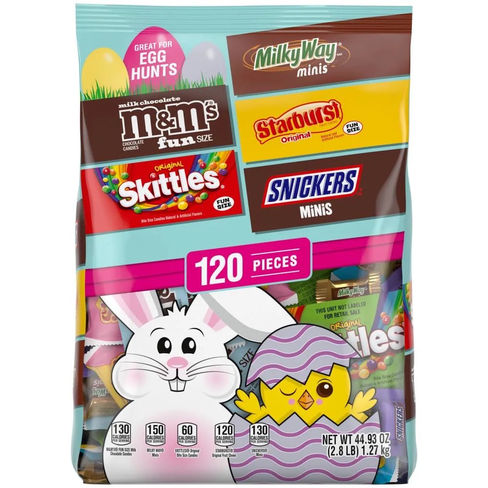Mars M&M'S, SKITTLES & More Easter Candy Easter Basket Stuffers Variety Pack, 120 Ct Bulk Bag