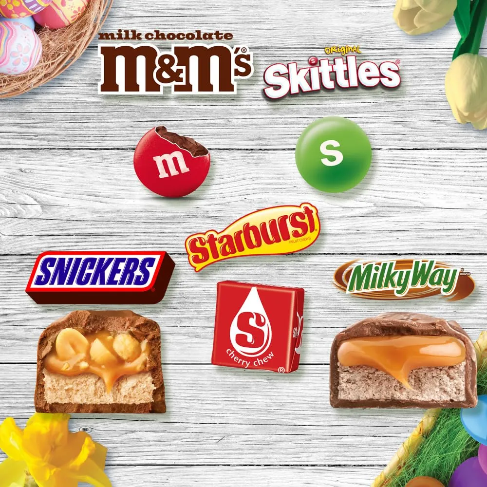 Mars SKITTLES, M&M'S, SNICKERS, Starburst & MILKY WAY Easter Candy Variety Pack - 160 Ct Bulk Bag
