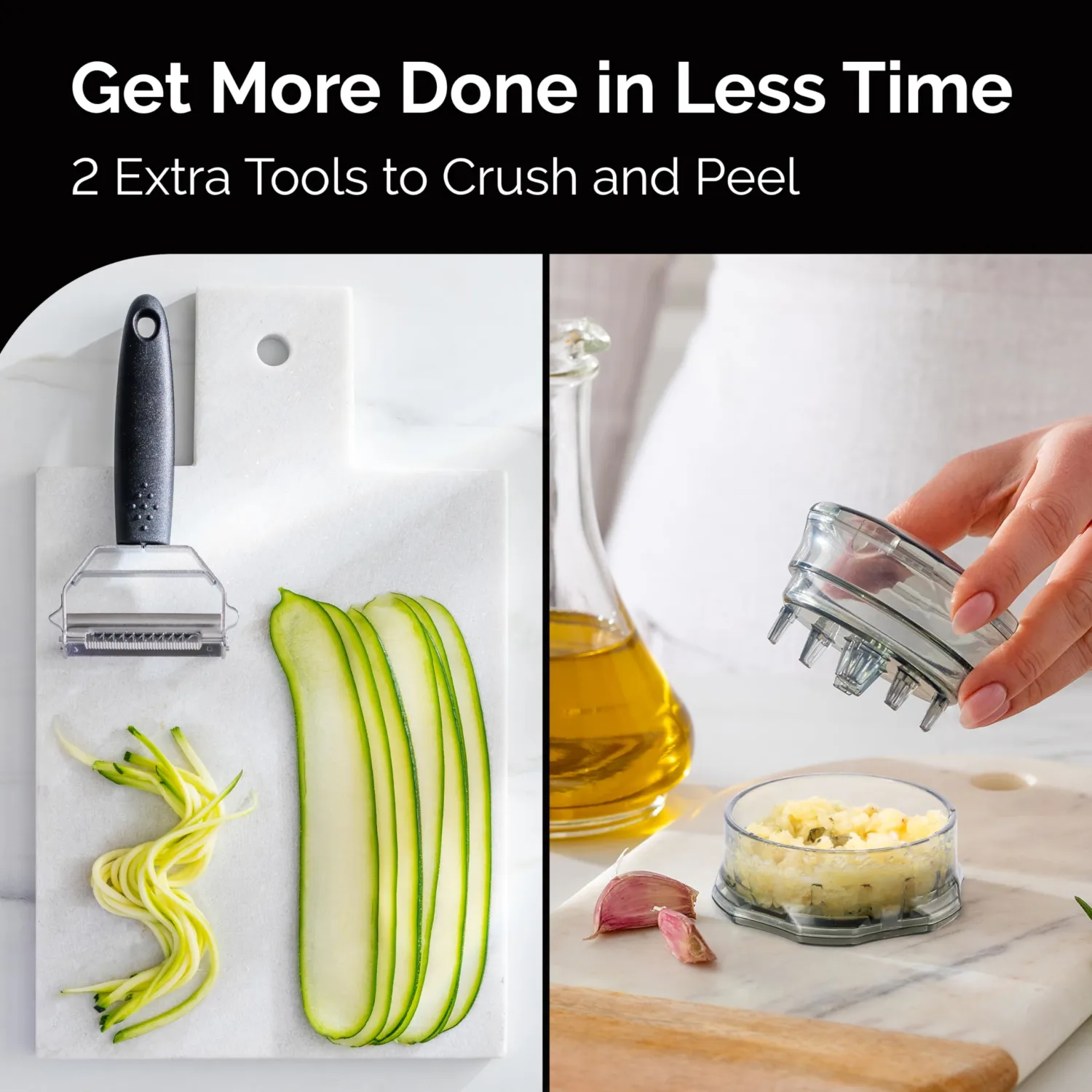 Cheese Grater with Garlic Crusher- Box Grater Vegetable Shredder with 3 Stainless Steel Drum Blades - Graters for Kitchen- Cheese Graters with Handle - Garlic Mincer Tool and Vegetable Peeler