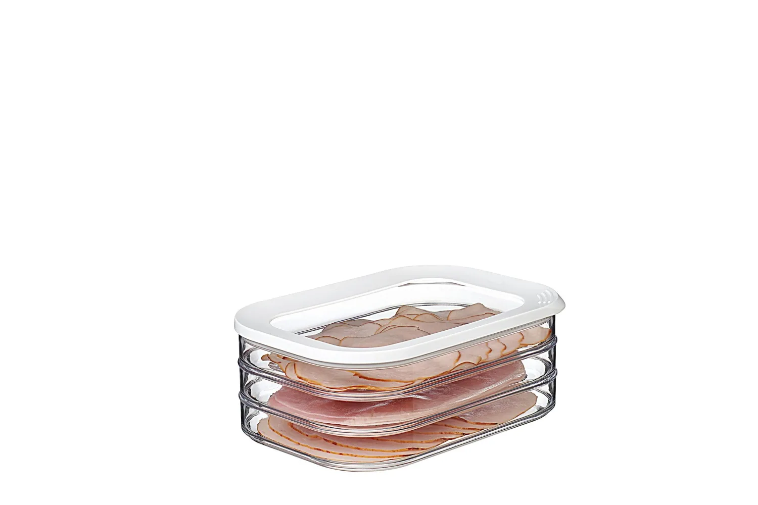 Mepal Modula Rounded Food Storage Box with Lid Set of 3 | Ideal for Cold Cuts, Cheese, and More | Stackable design | Transparent Framed Lid | BPA-Free, Nordic White (17oz/500ml)