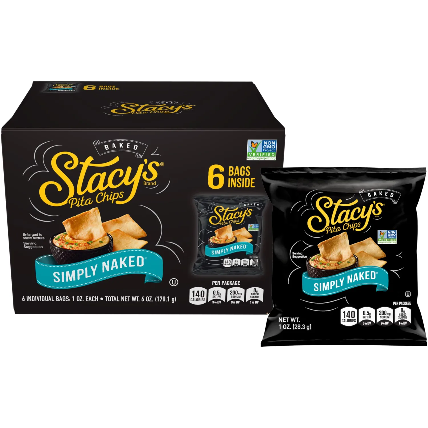 Stacy's Pita Chips, Simply Naked, 6 Count