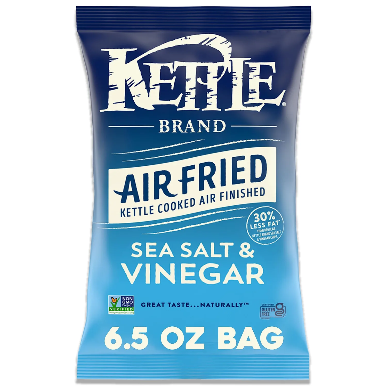 Kettle Brand Potato Chips, Air Fried Sea Salt & Vinegar Kettle Chips, 6.5 Oz Bag