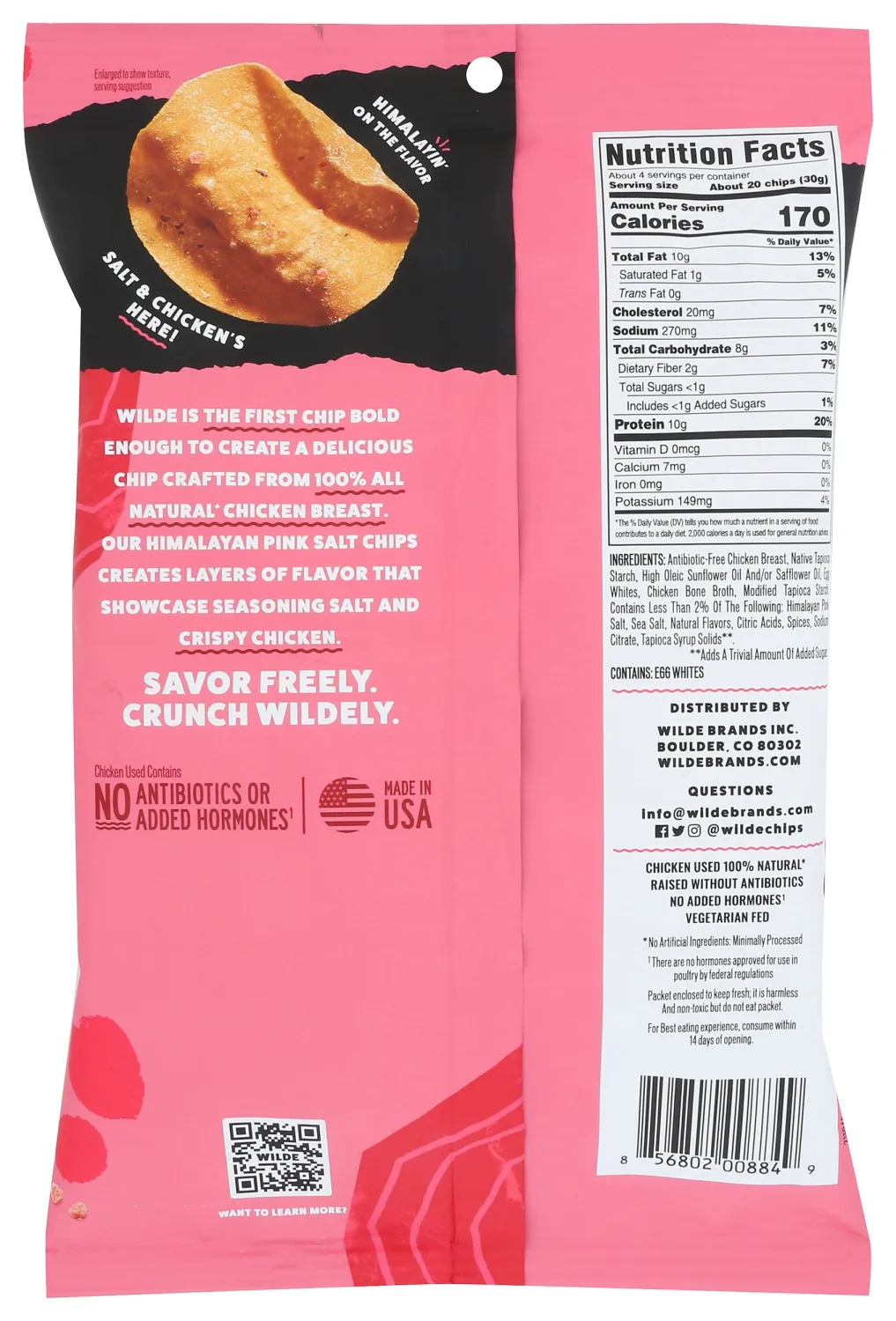 WILDE BRANDS Himalyan Pink Salt Chicken Chips, 4 OZ