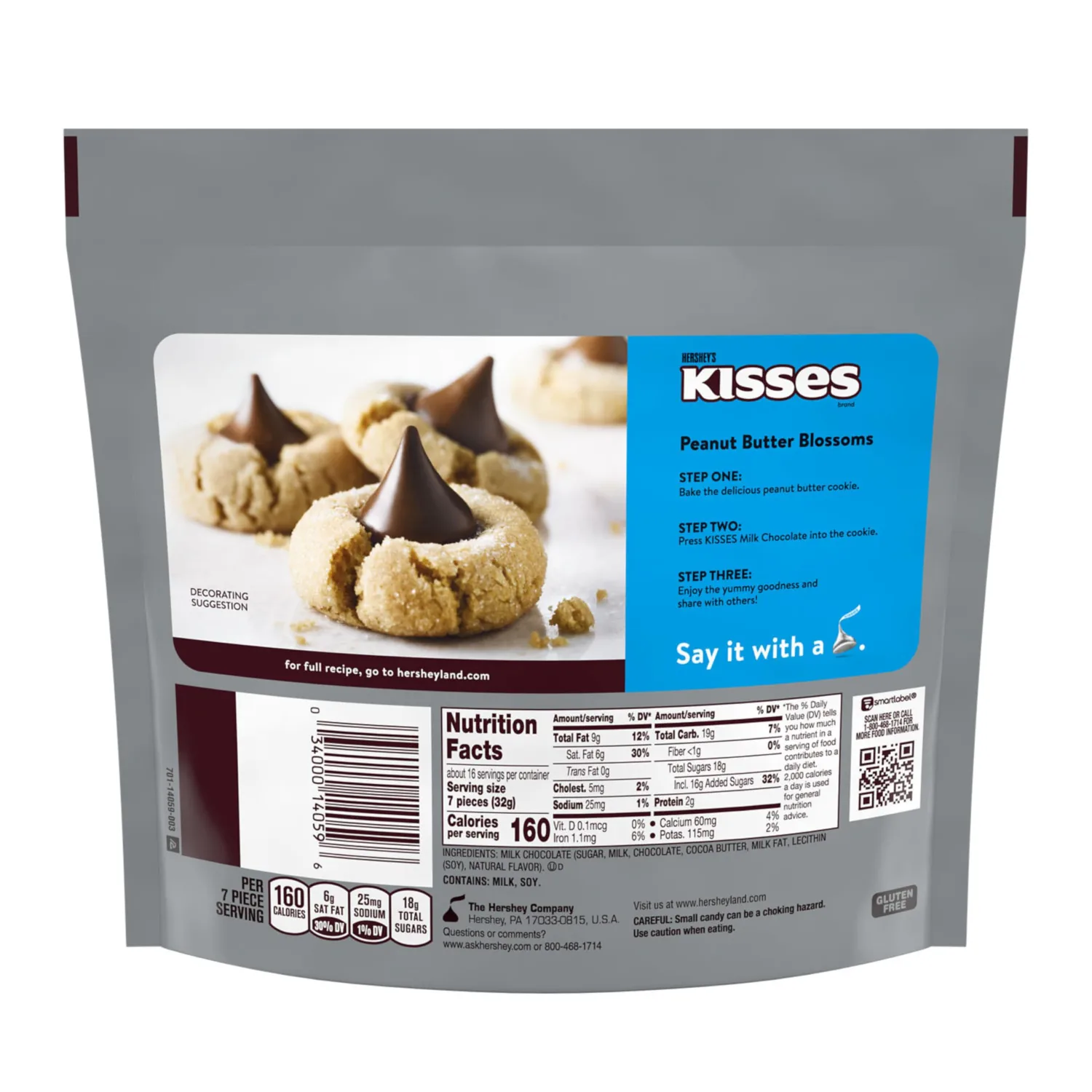 HERSHEY'S KISSES Milk Chocolate Candy Family Pack, 17.9 oz