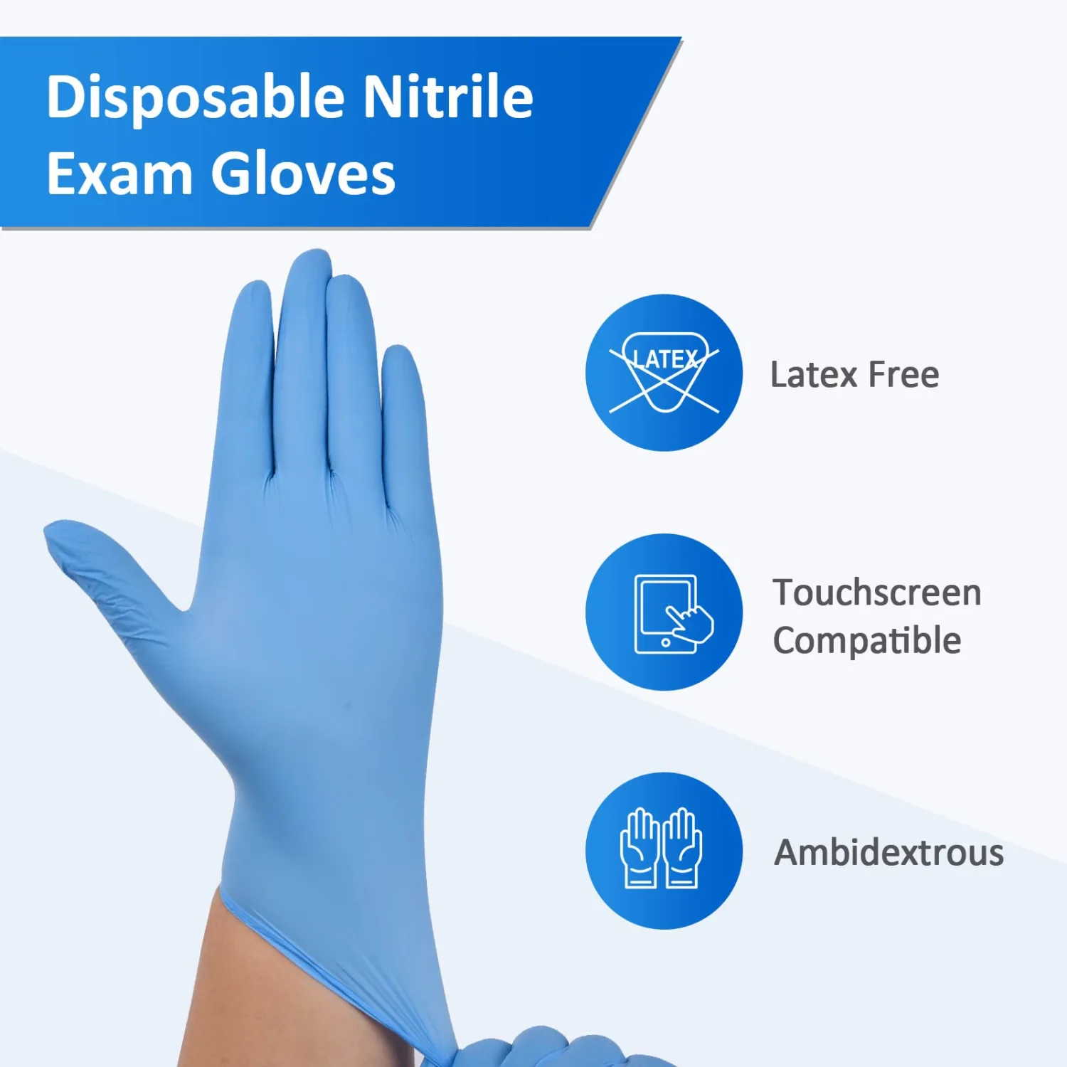 Schneider Nitrile Exam Gloves, Blue, 4 mil, Powder-Free, Latex-Free, for Medical Exam, Cleaning and Food Prep, Non-Sterile