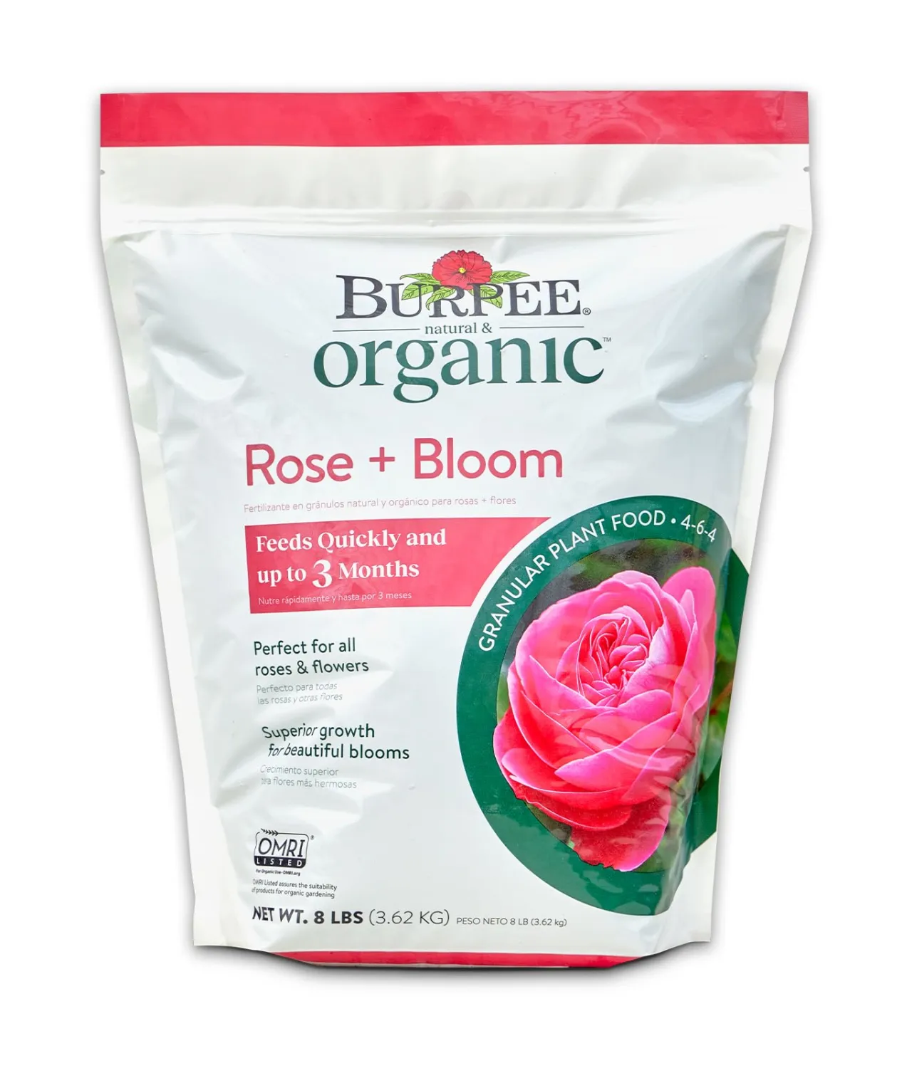Burpee Organic Bloom Granular All-Natural Food for Roses and Flower Plants | Ideal for Container Gardens, Beds or Bushes, 4 lb, 4lb. Bag