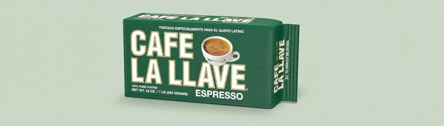 Café La Llave Espresso 100% Pure Coffee, Dark Roast Espresso, 16 Ounce Brick (Pack of 2)