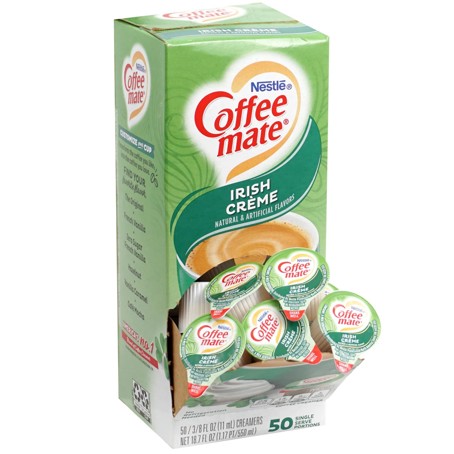 CoffeeMate Irish Cream Liquid Coffee Creamer Singles, 50 Creamer Singles Serve Box (18.7 Fl Oz.), Coffee Cream Packets